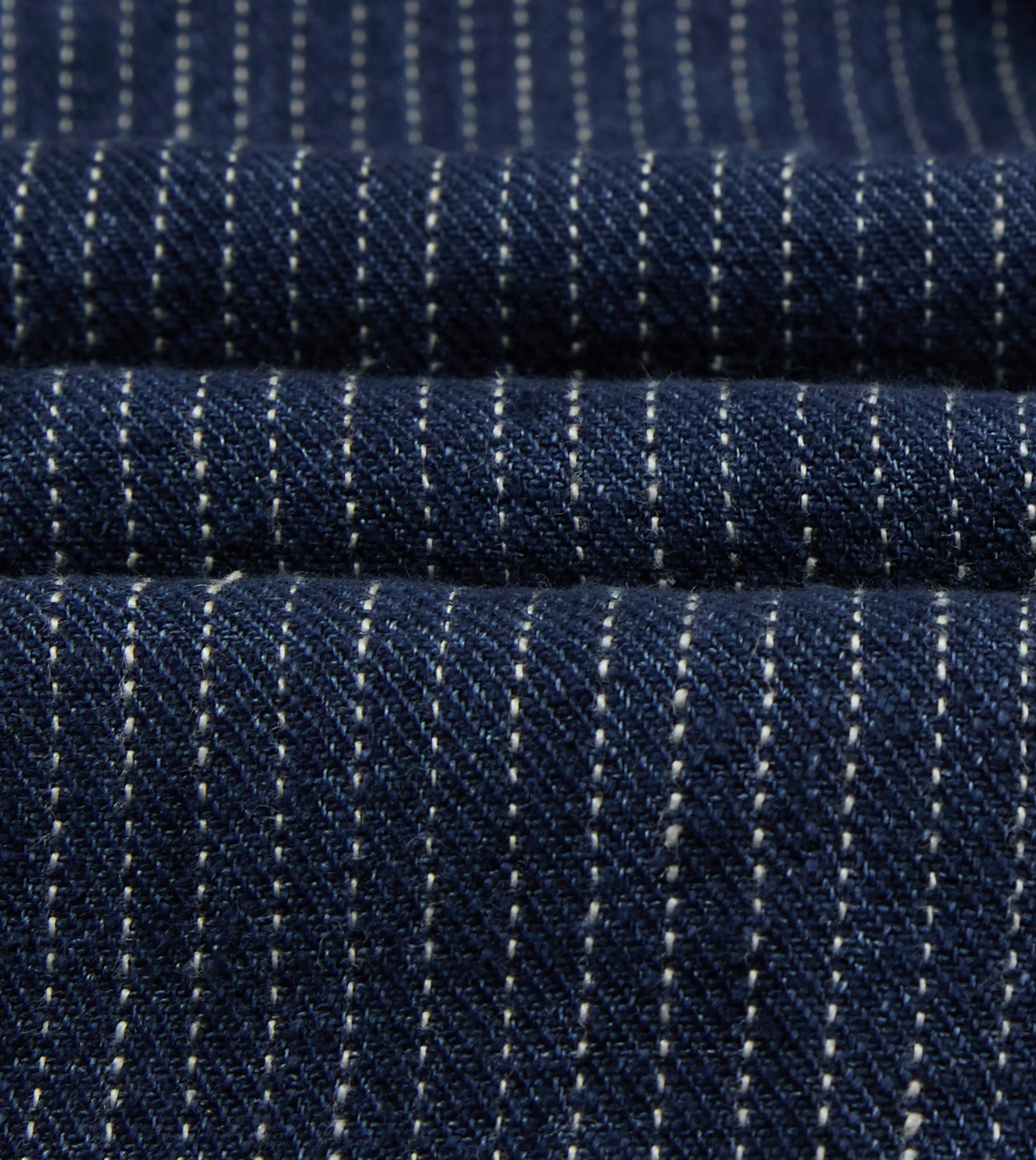 Indigo Stripe Linen Loop Button Chore Jacket sold by Drake's London product image thumbnail 3
