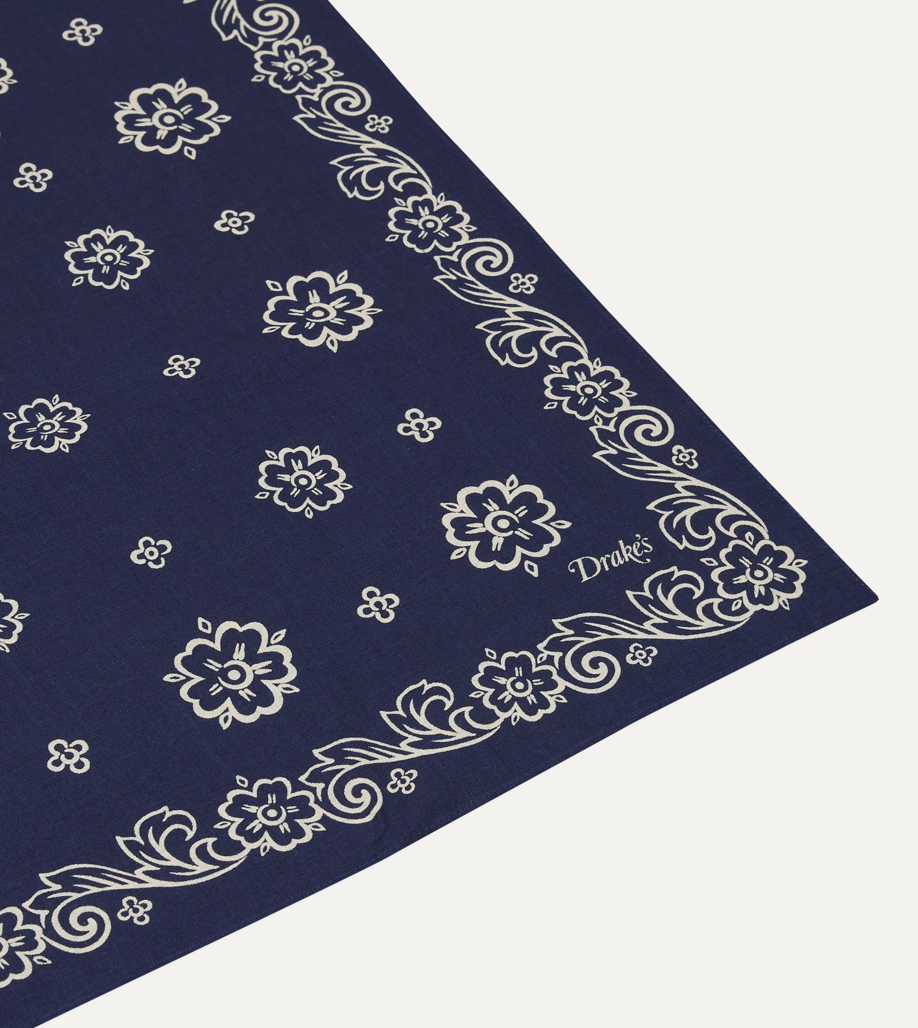 Indigo Flower Print Cotton Bandana sold by Drake's London product image thumbnail 5