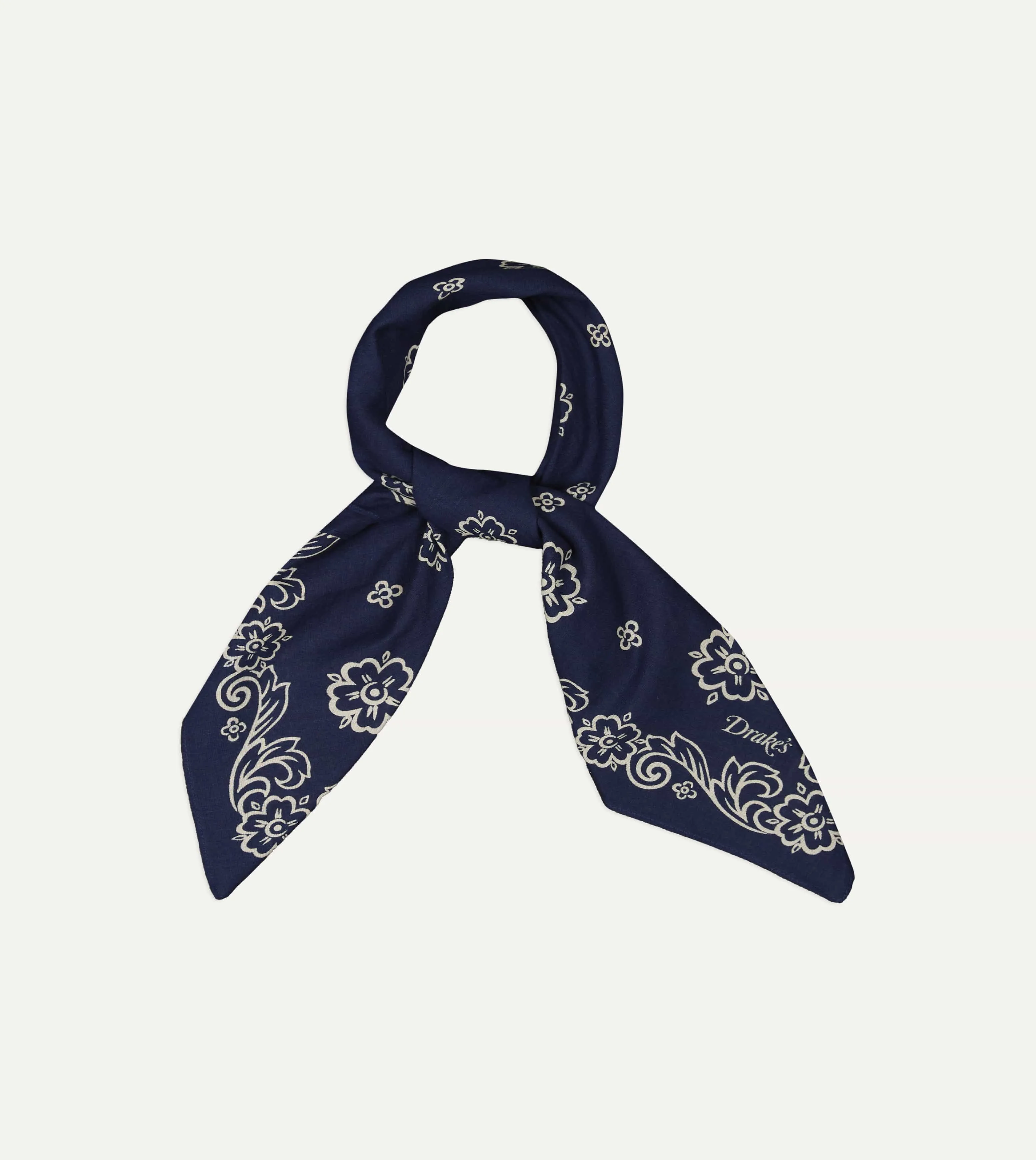Indigo Flower Print Cotton Bandana sold by Drake's London product image thumbnail 3