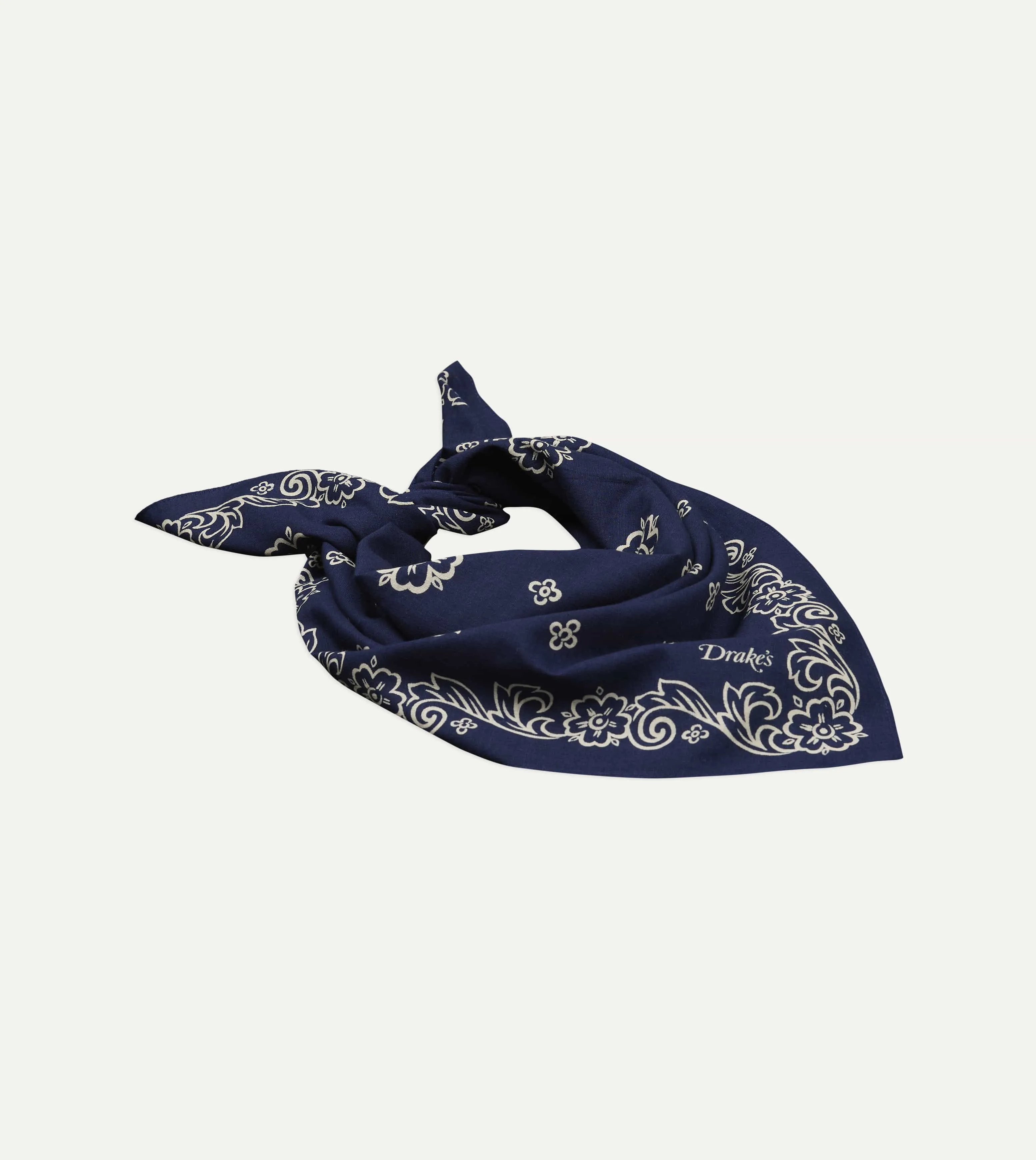 Indigo Flower Print Cotton Bandana sold by Drake's London product image thumbnail 4