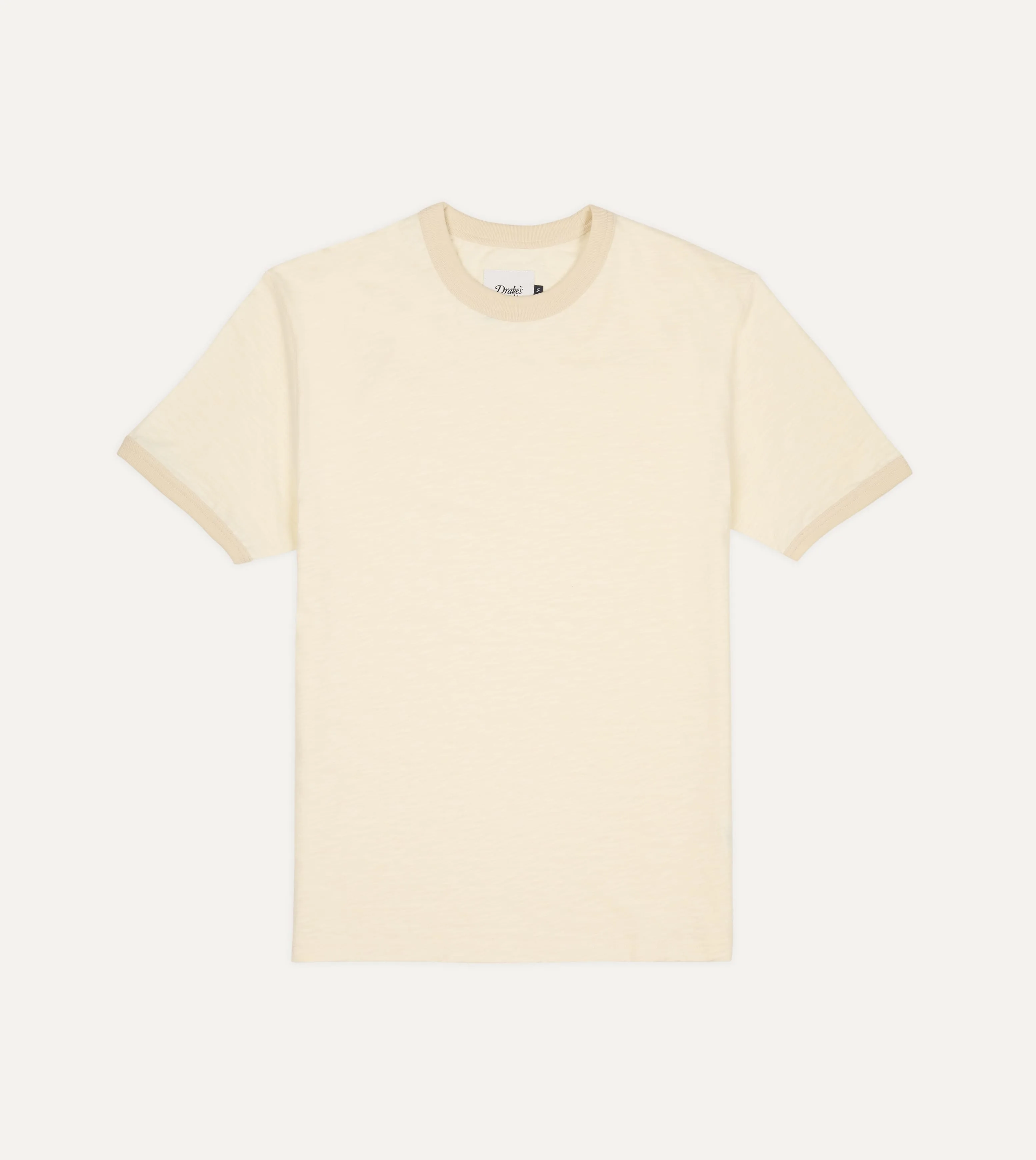 Ecru Tonal Ringer T-Shirt sold by Drake's London
