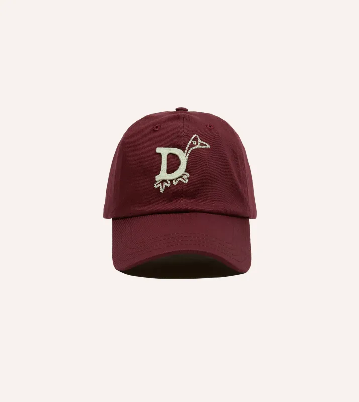 Burgundy 'D Duck' Cotton Twill Baseball Cap made by Drake's London