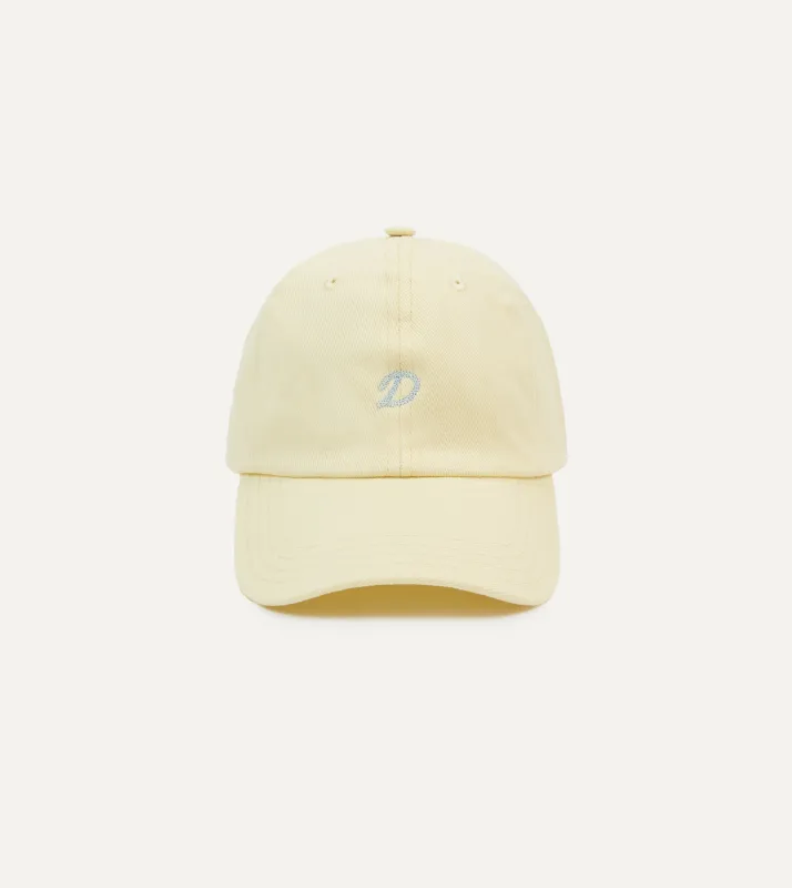 Yellow Chainstitch 'D' Cotton Twill Baseball Cap made by Drake's London