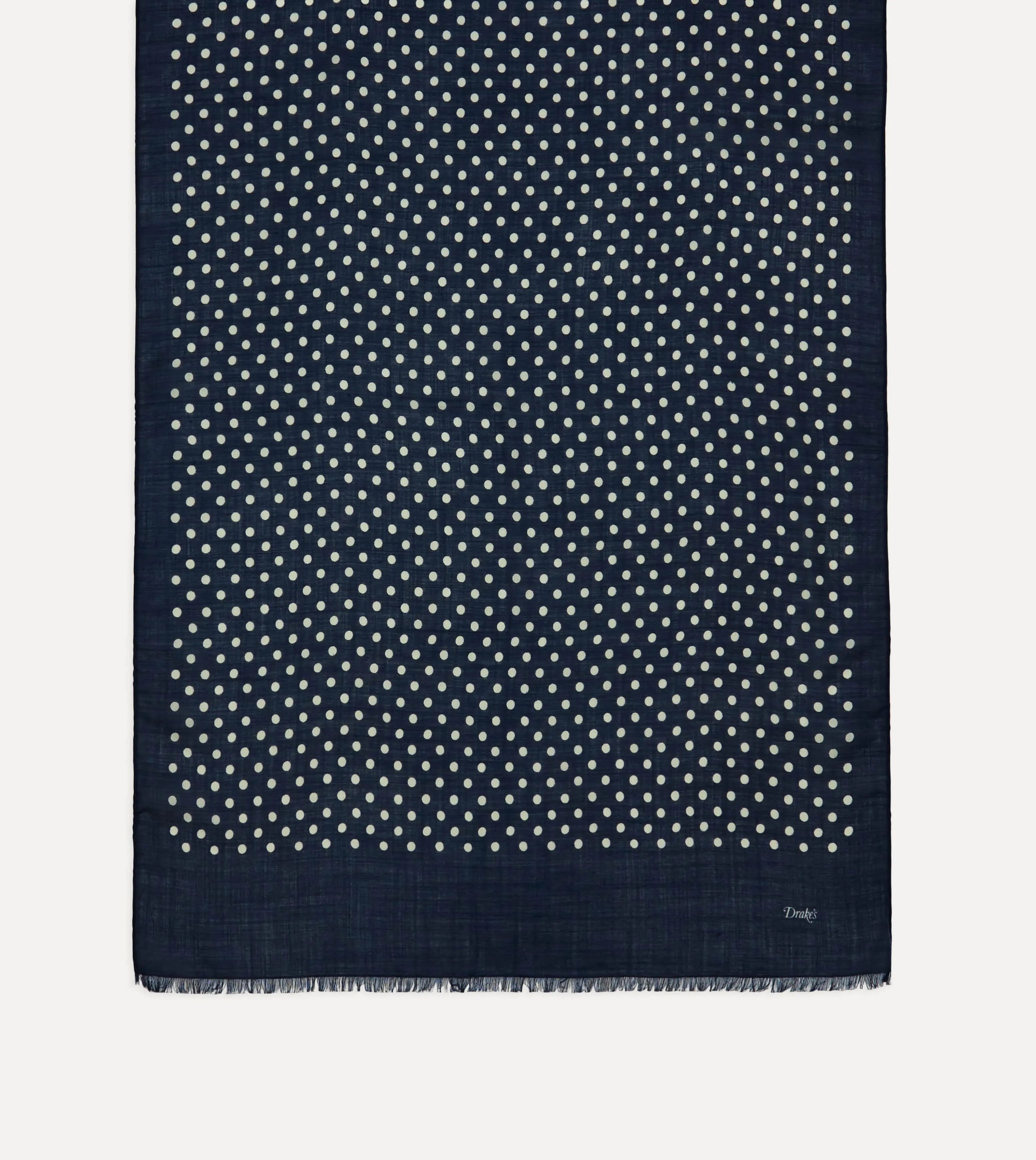 Navy Hand-Drawn Polka Dot Wool-Silk Scarf sold by Drake's London product image thumbnail 4