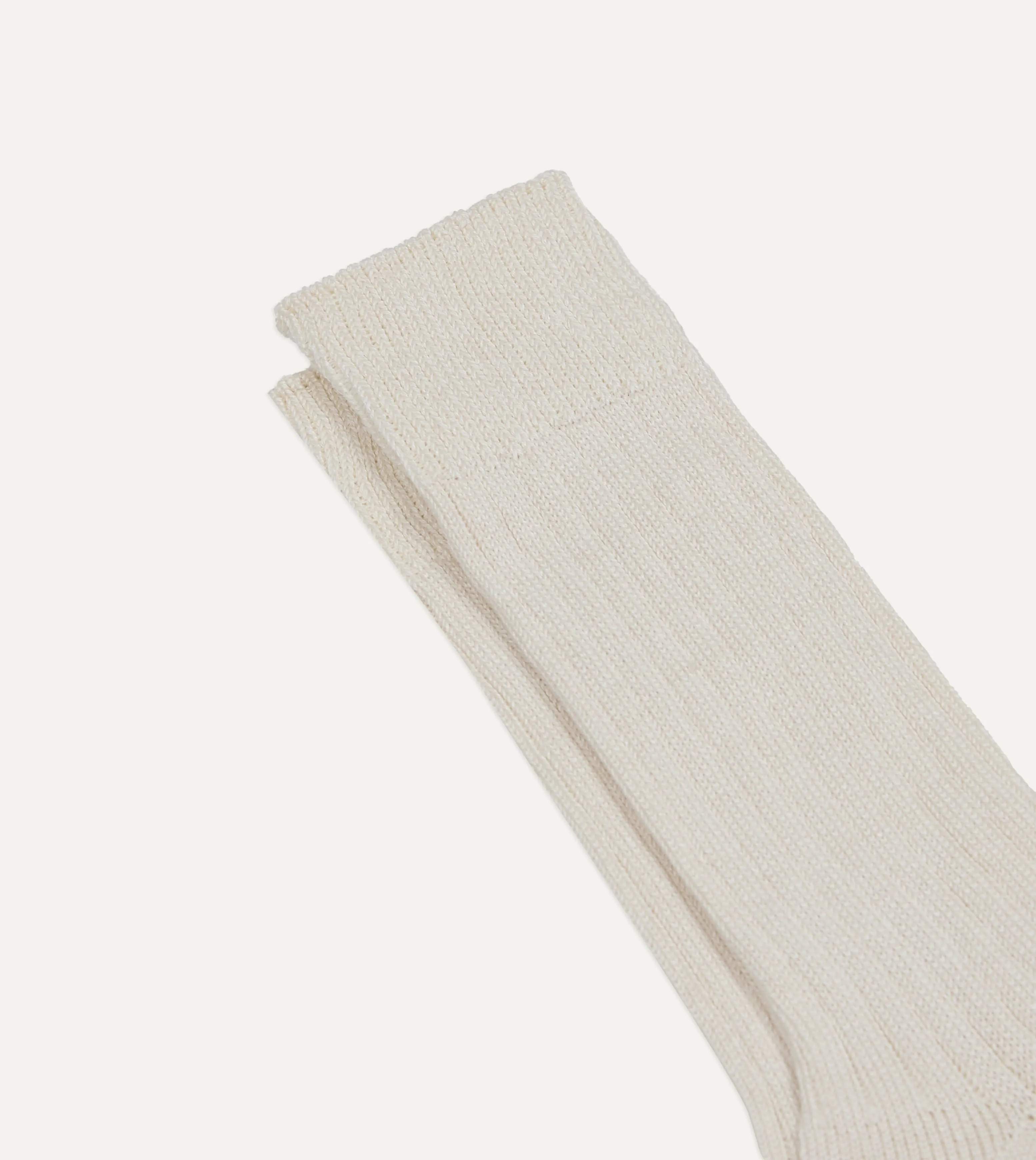 RoToTo Ecru Linen-Cotton Ribbed Socks sold by Drake's London product image thumbnail 3