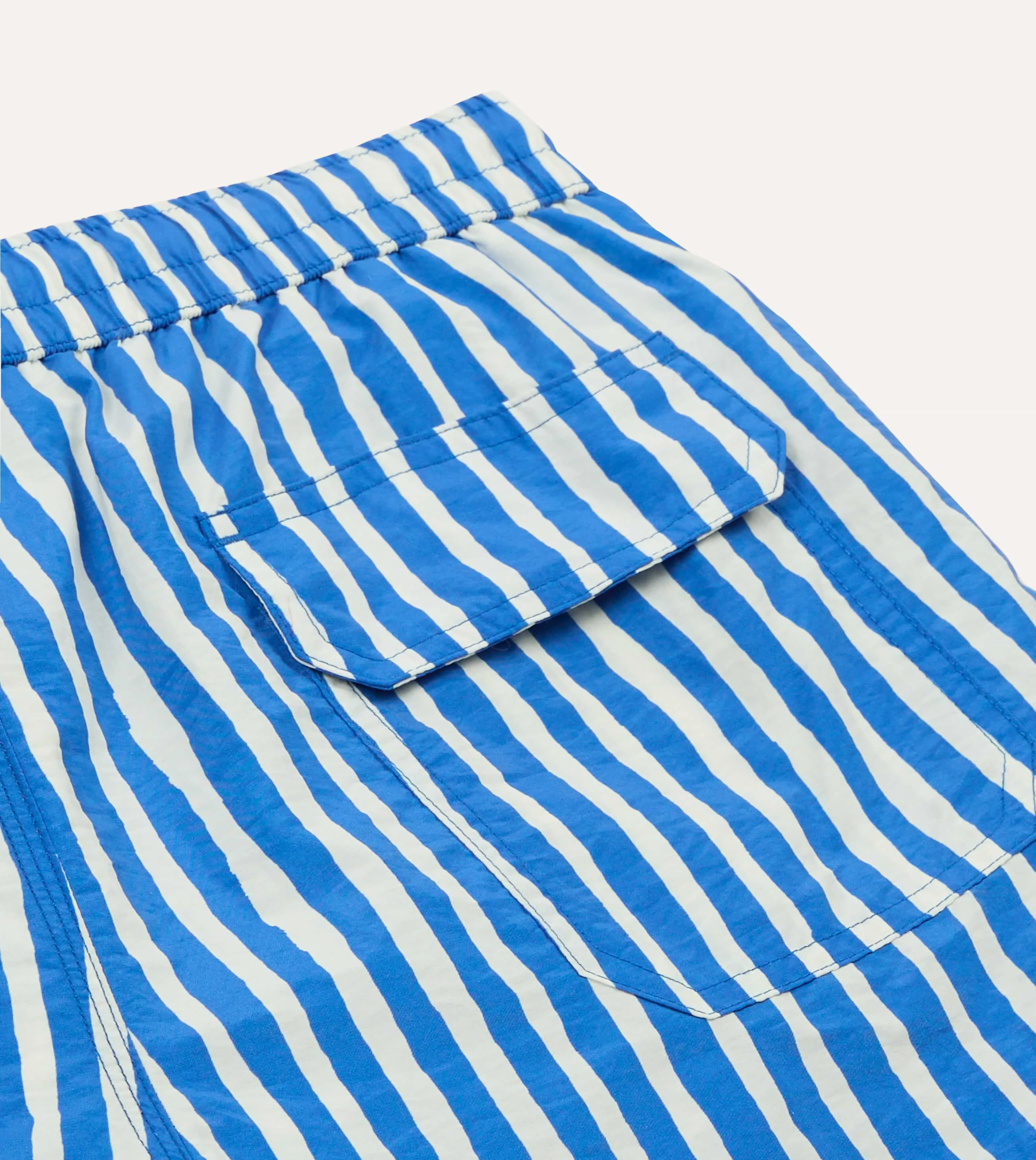 Blue Stripe Print Nylon Drawstring Swim Shorts sold by Drake's London product image thumbnail 4