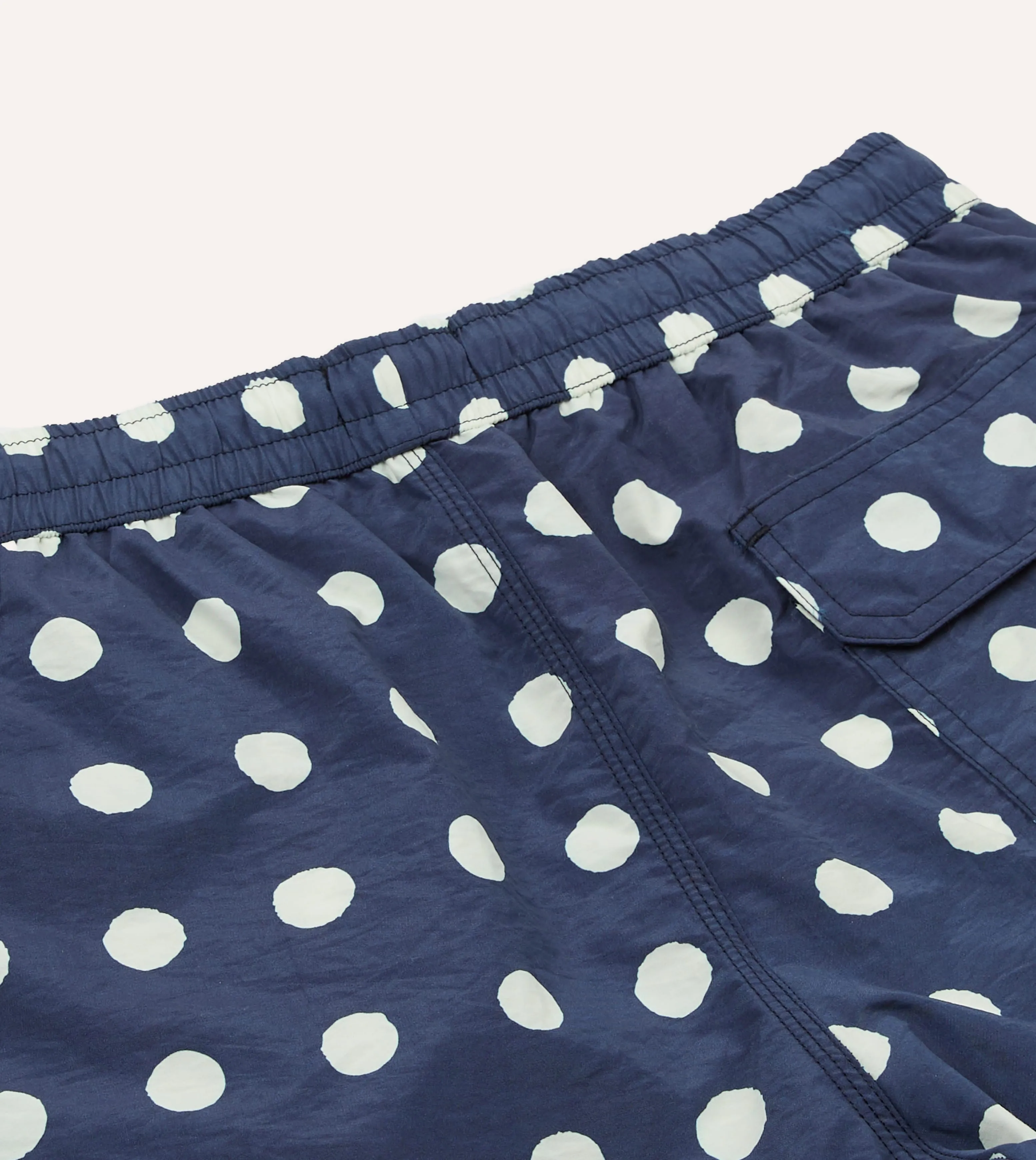 Navy Polka Dot Print Nylon Drawstring Swim Shorts sold by Drake's London product image thumbnail 5