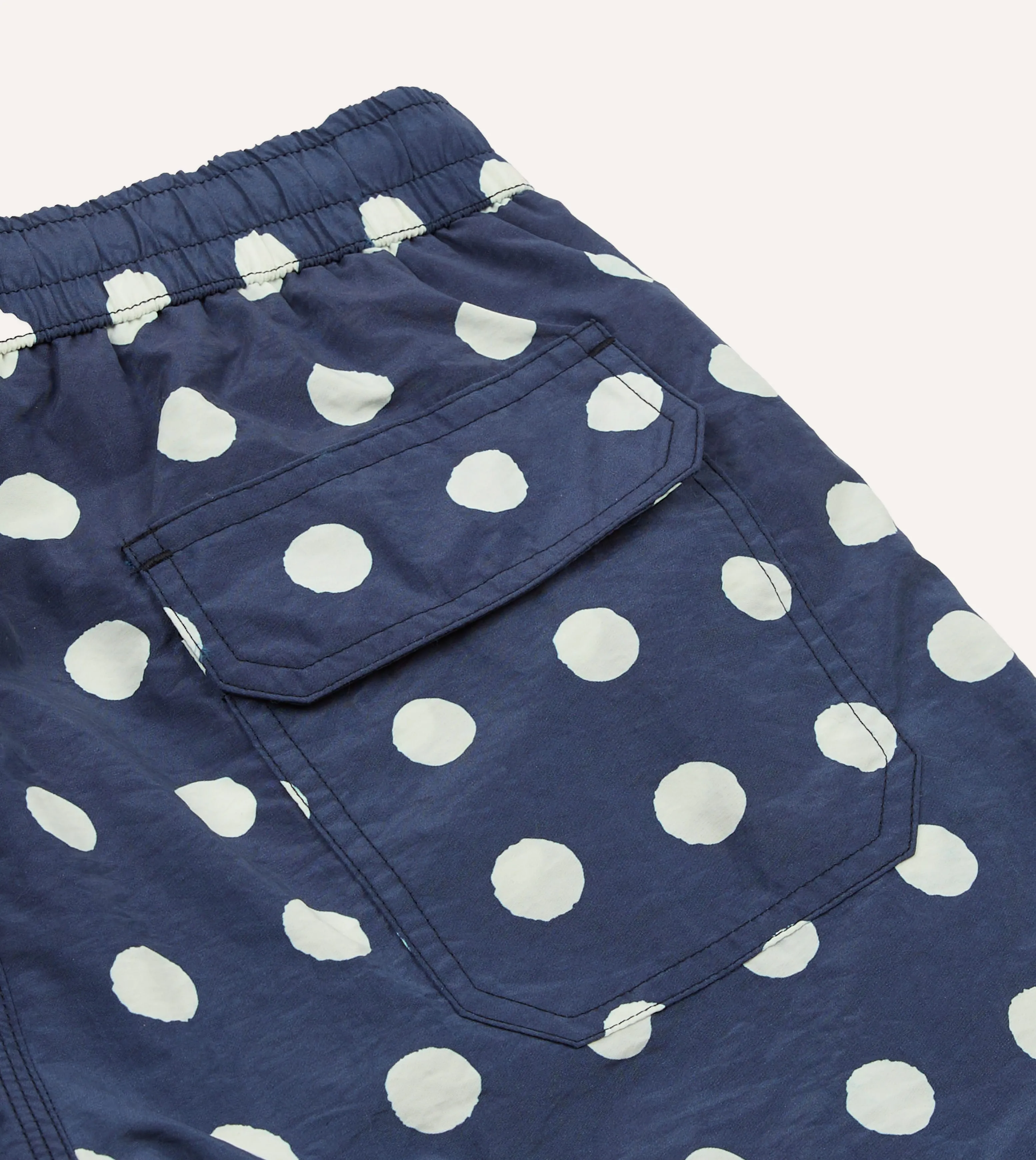 Navy Polka Dot Print Nylon Drawstring Swim Shorts sold by Drake's London product image thumbnail 4