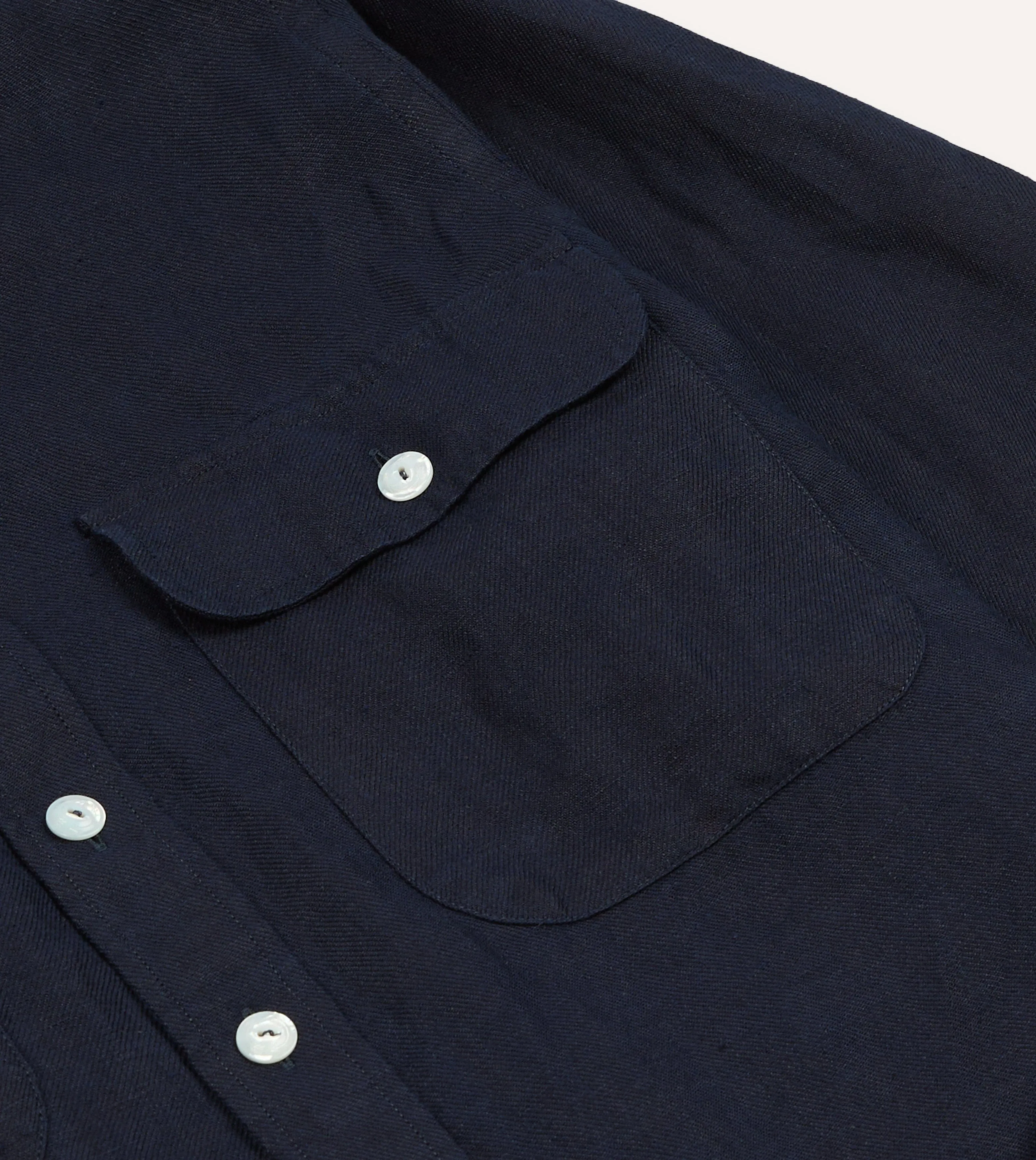 Navy Linen Twill Two-Pocket Work Shirt sold by Drake's London product image thumbnail 4