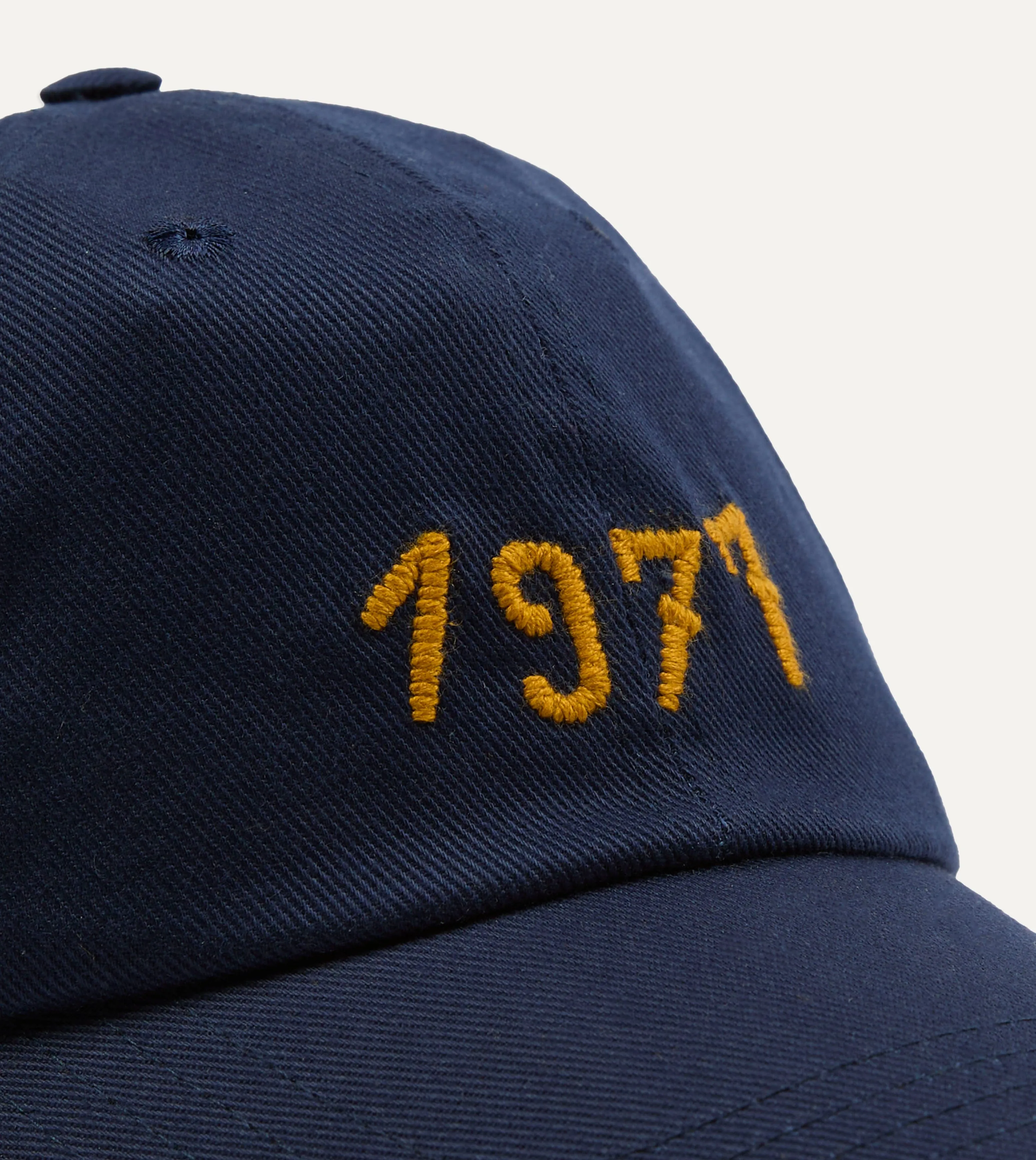 Navy Chainstitch '1977' Cotton Twill Baseball Cap sold by Drake's London product image thumbnail 3