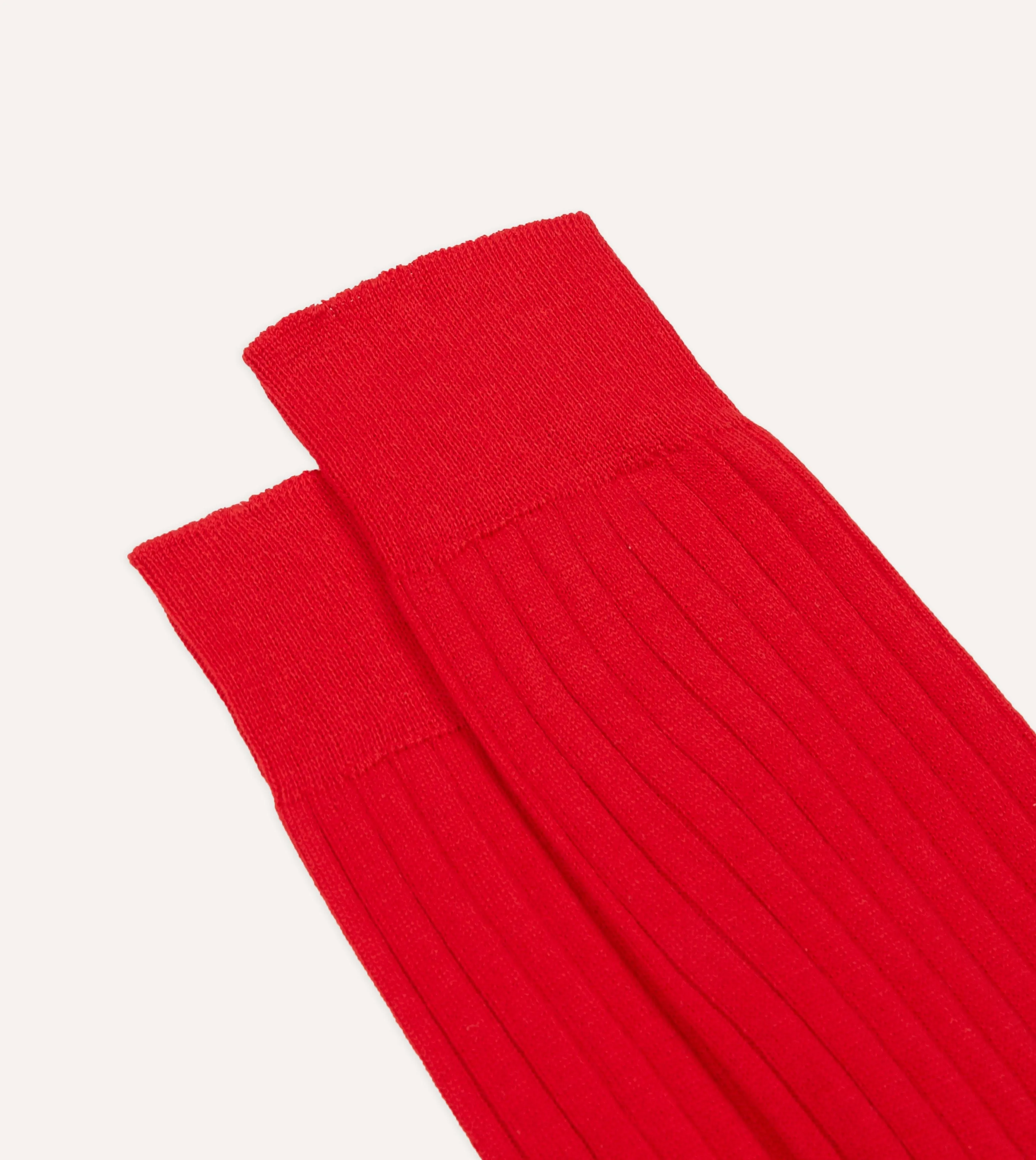 Red Cotton Mid-Calf Socks sold by Drake's London product image thumbnail 3