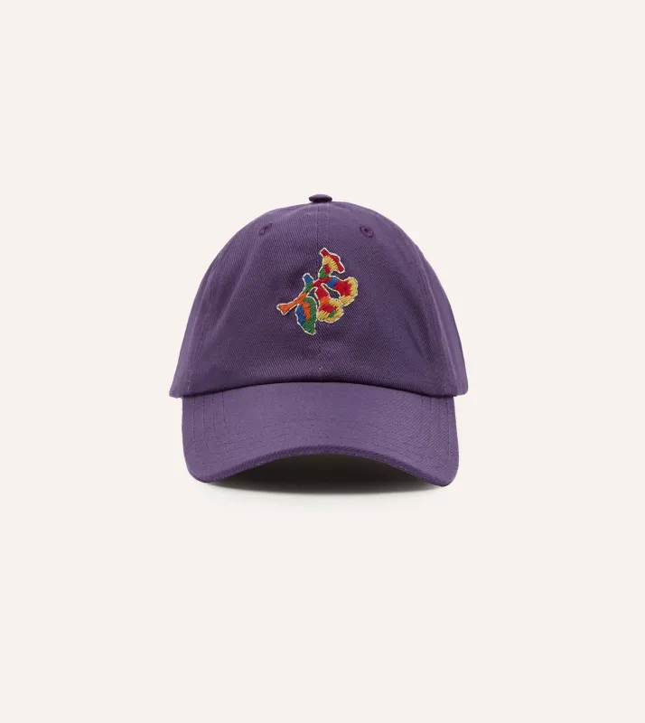Purple 'Tapisserie' Cotton Twill Baseball Cap made by Drake's London