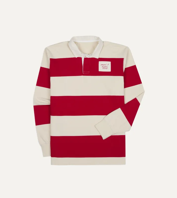Mayumi Y. for Drake’s Stripe Cotton Embroidered Rugby Shirt made by Drake's London