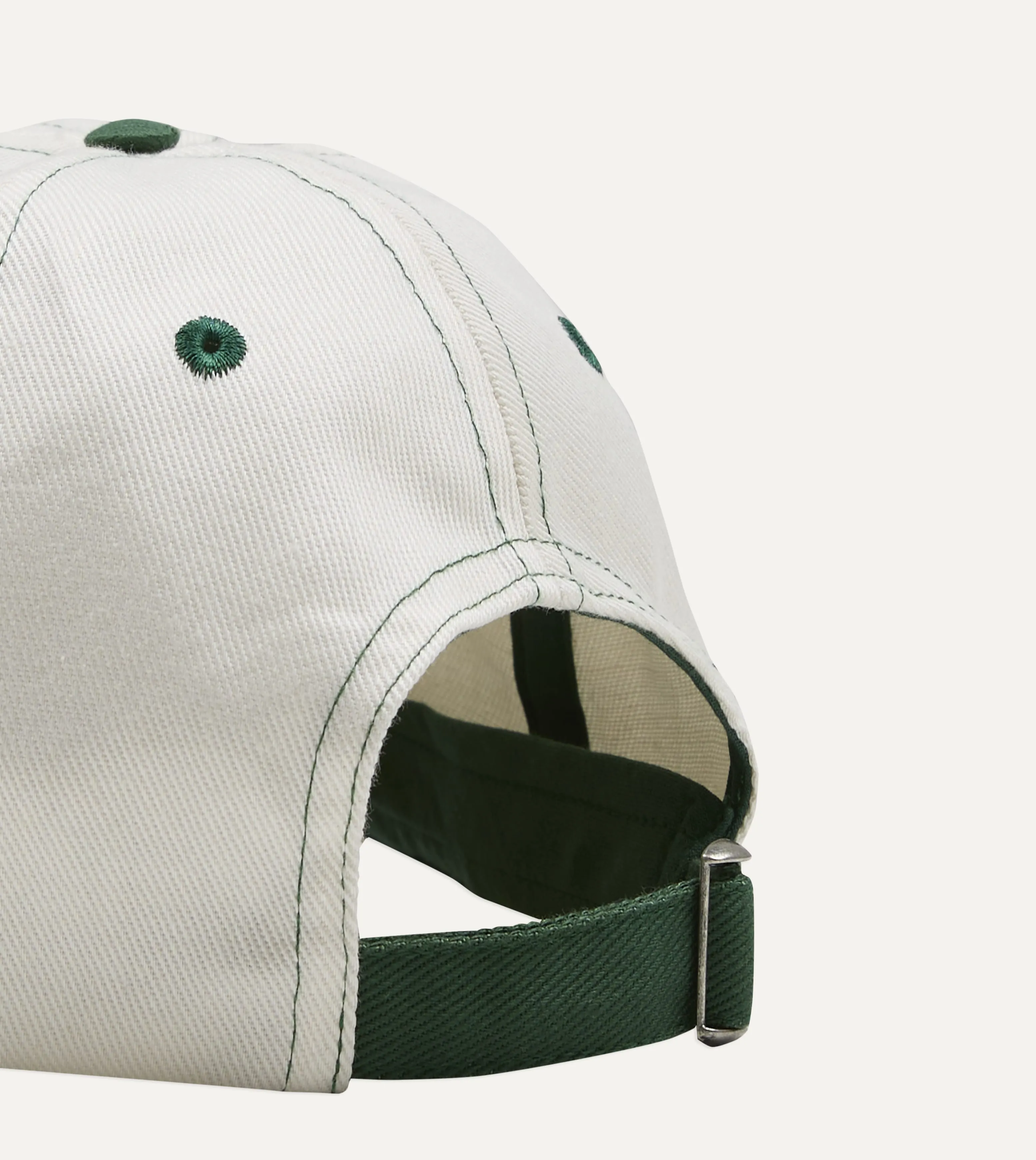Mayumi Y. for Drake’s Ecru and Green Cotton Twill Baseball Cap sold by Drake's London product image thumbnail 3