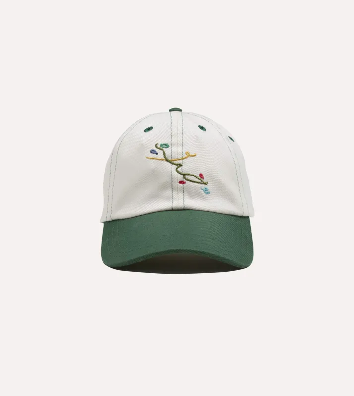 Mayumi Y. for Drake’s Ecru and Green Cotton Twill Baseball Cap made by Drake's London
