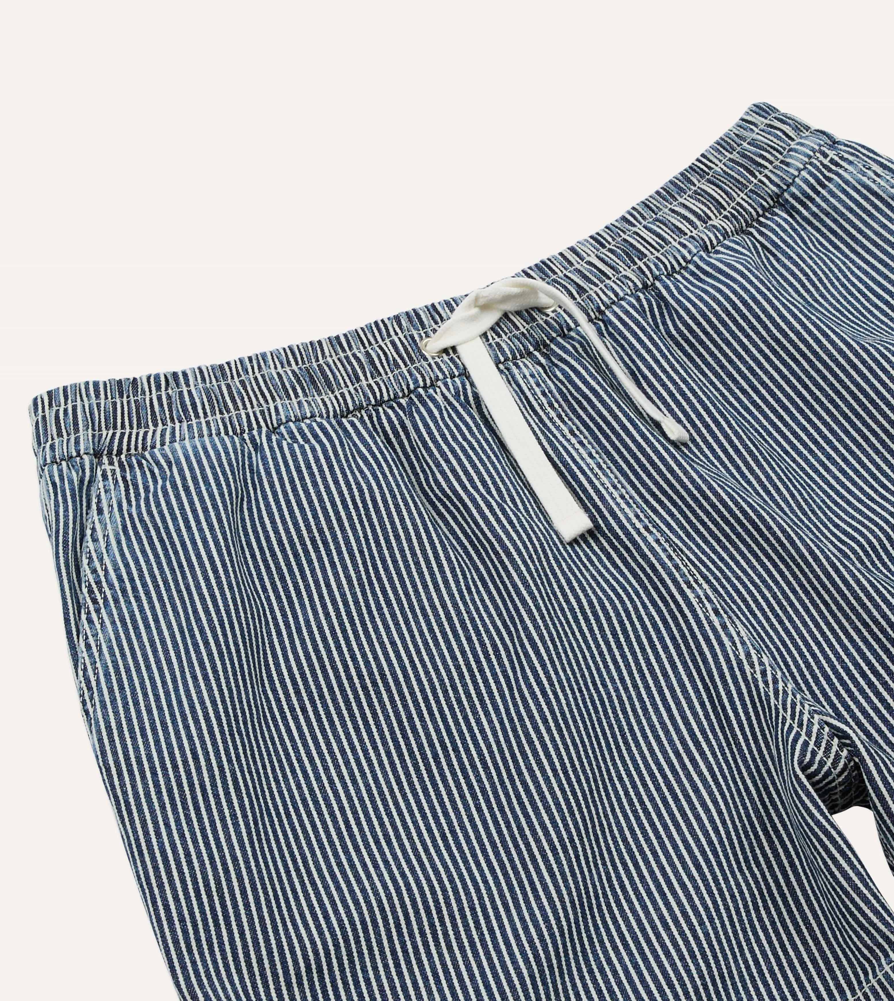 Indigo Stripe Cotton Drawstring Shorts sold by Drake's London product image thumbnail 4