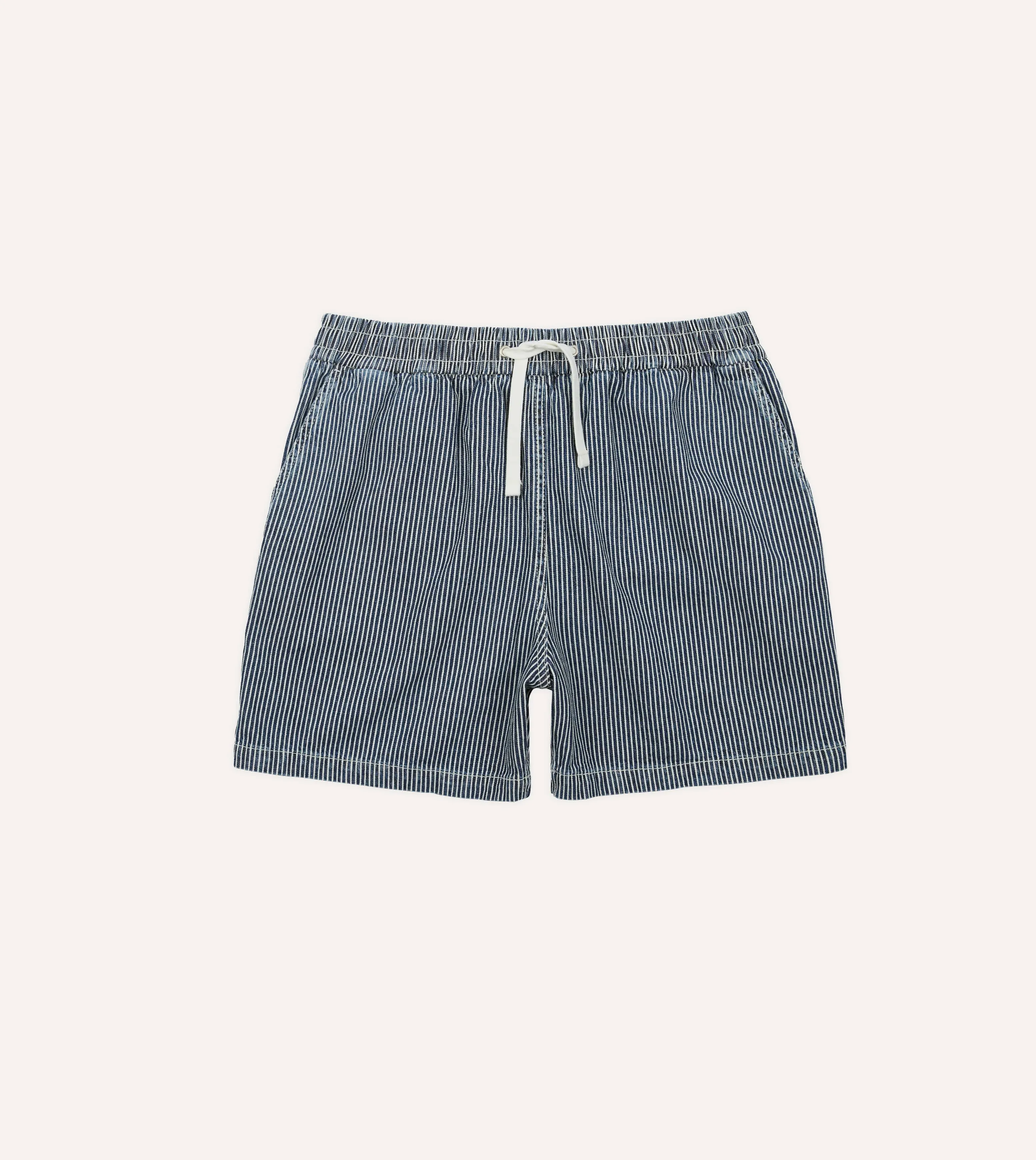 Indigo Stripe Cotton Drawstring Shorts sold by Drake's London product image thumbnail 2