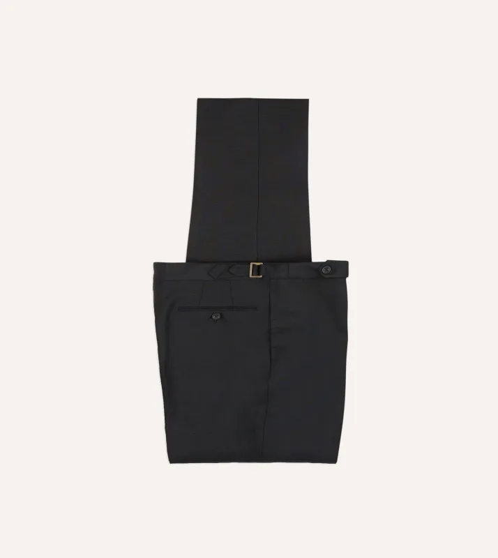 Black Irish Linen Single Pleat Trouser made by Drake's London