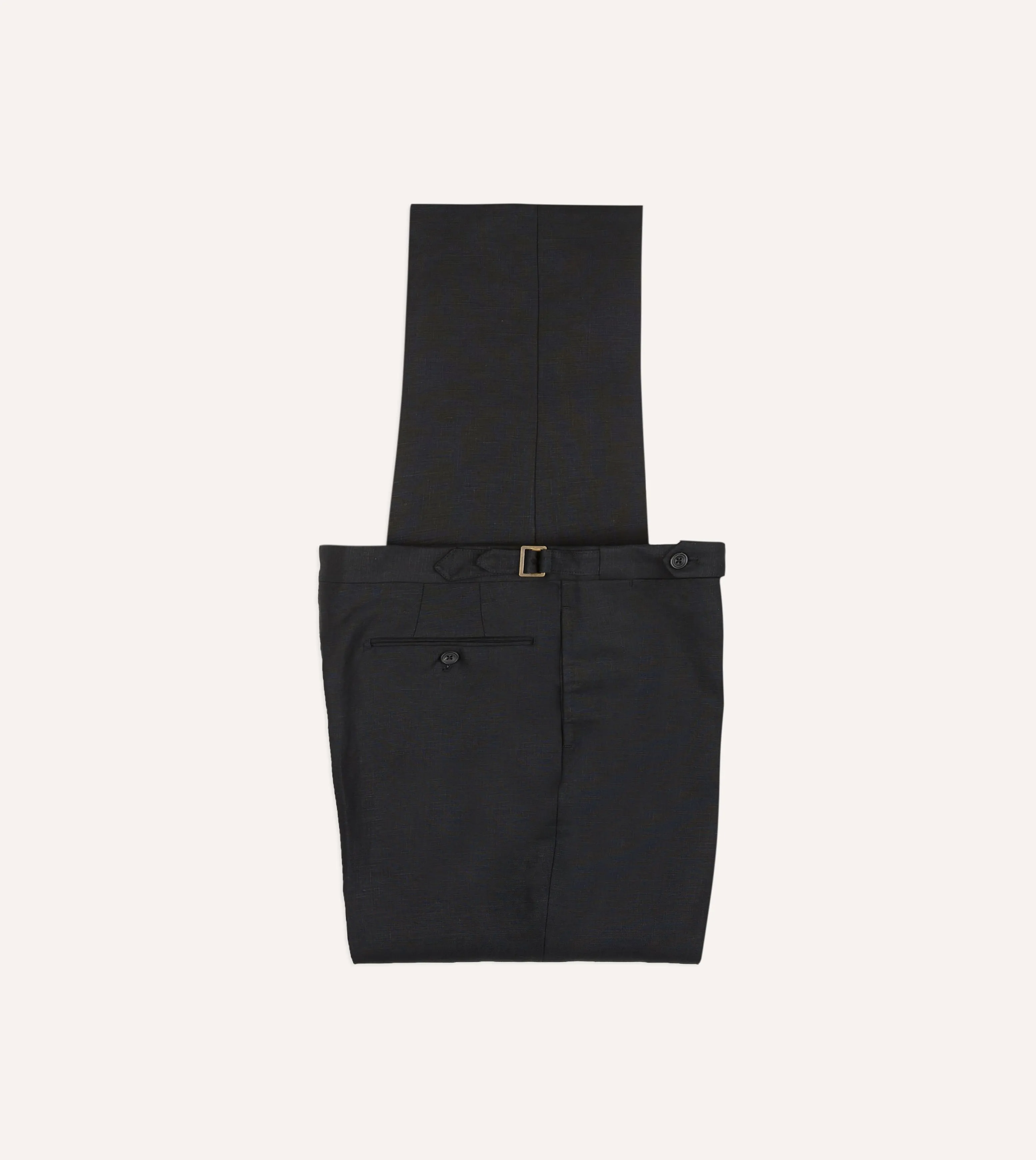 Black Irish Linen Single Pleat Trouser sold by Drake's London