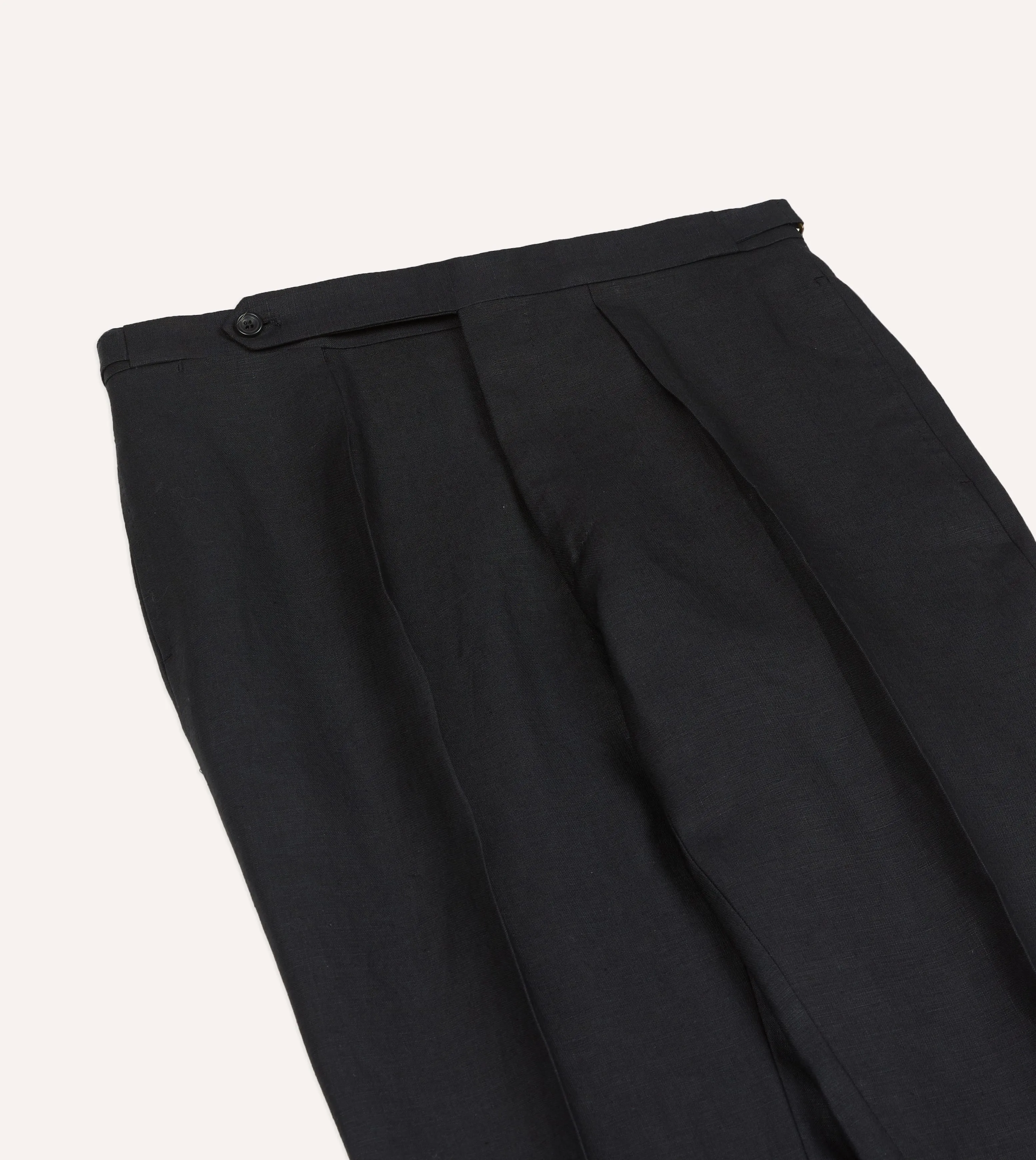 Black Irish Linen Single Pleat Trouser sold by Drake's London product image thumbnail 4