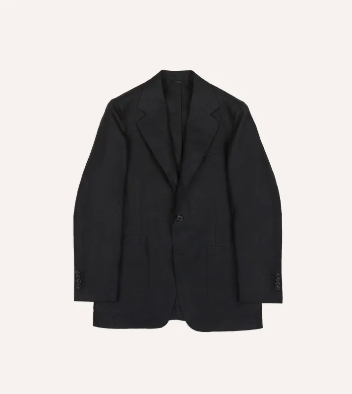 Black Irish Linen Tailored Jacket made by Drake's London