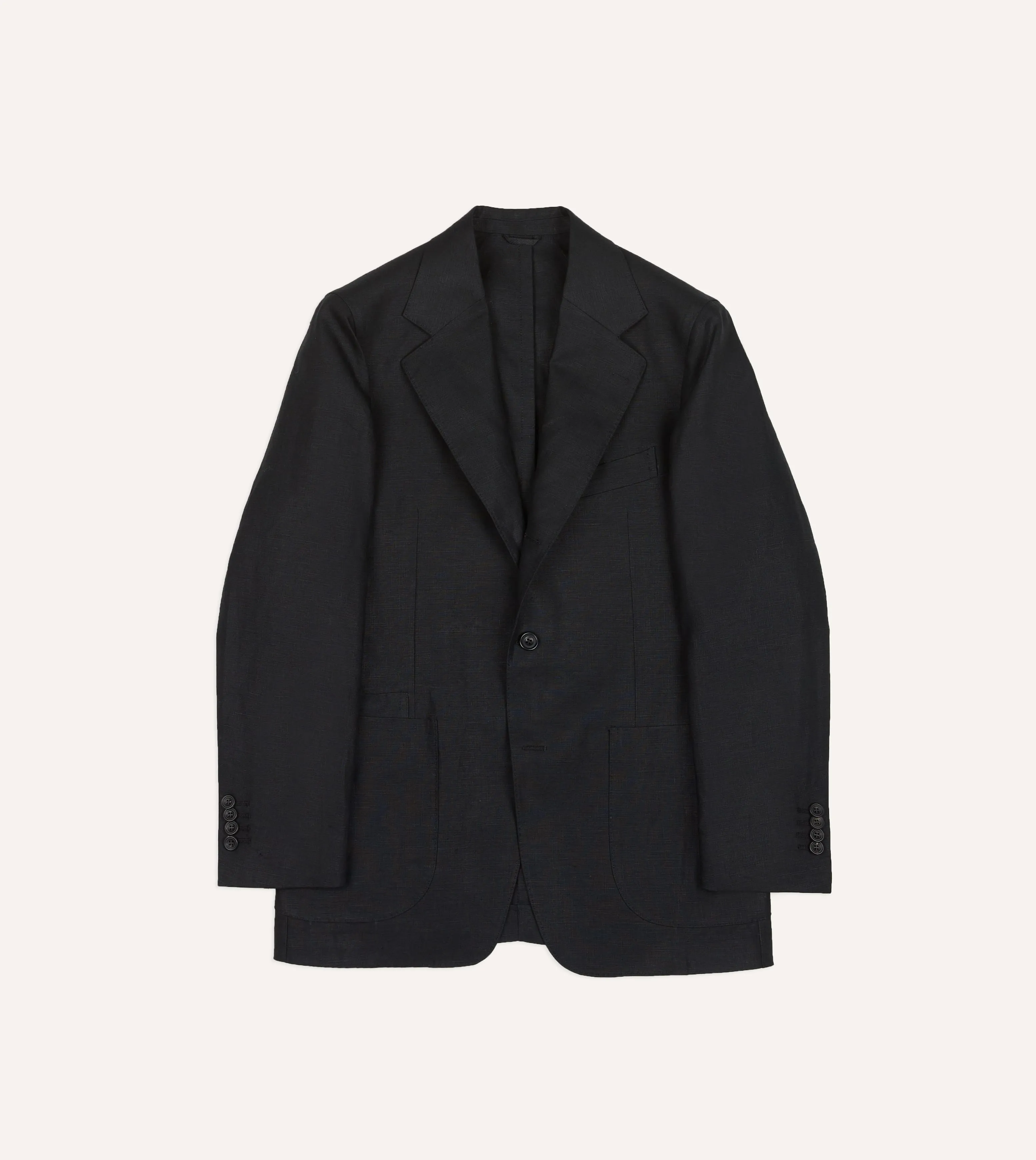 Black Irish Linen Tailored Jacket sold by Drake's London