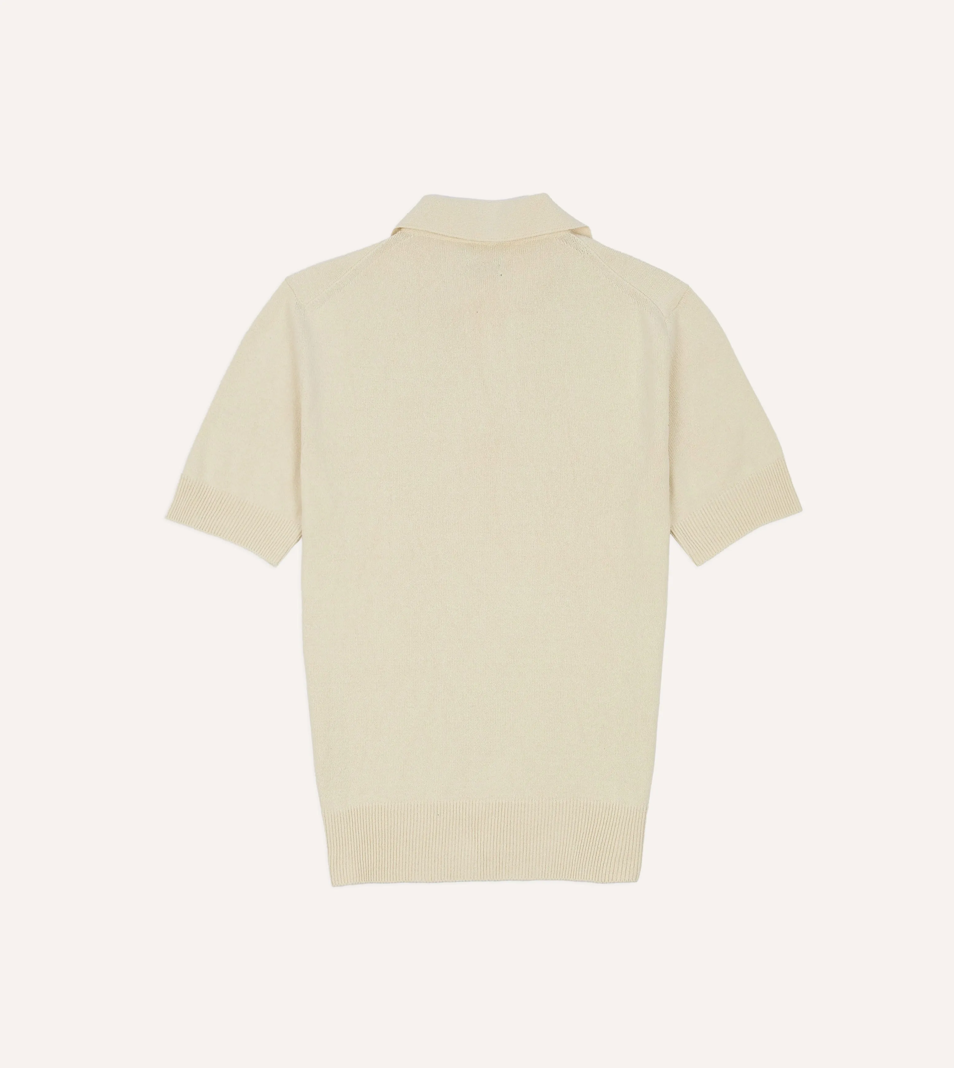 Ecru Knitted Silk Short-Sleeve Polo Shirt sold by Drake's London product image thumbnail 4