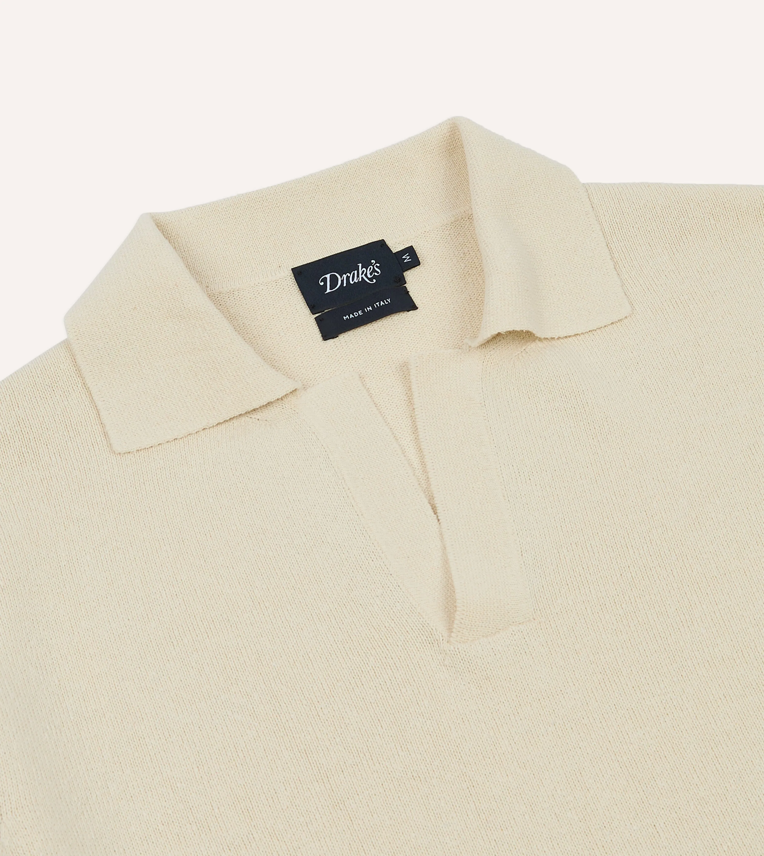 Ecru Knitted Silk Short-Sleeve Polo Shirt sold by Drake's London product image thumbnail 3