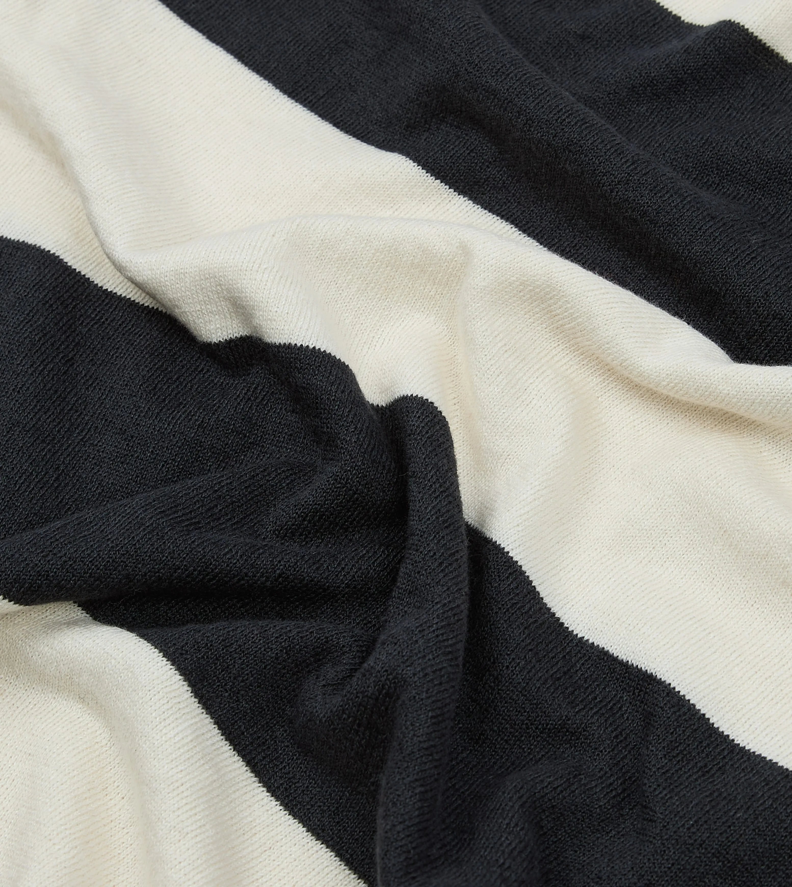 Ecru and Charcoal Stripe Crew Neck Knitted T-Shirt sold by Drake's London product image thumbnail 2
