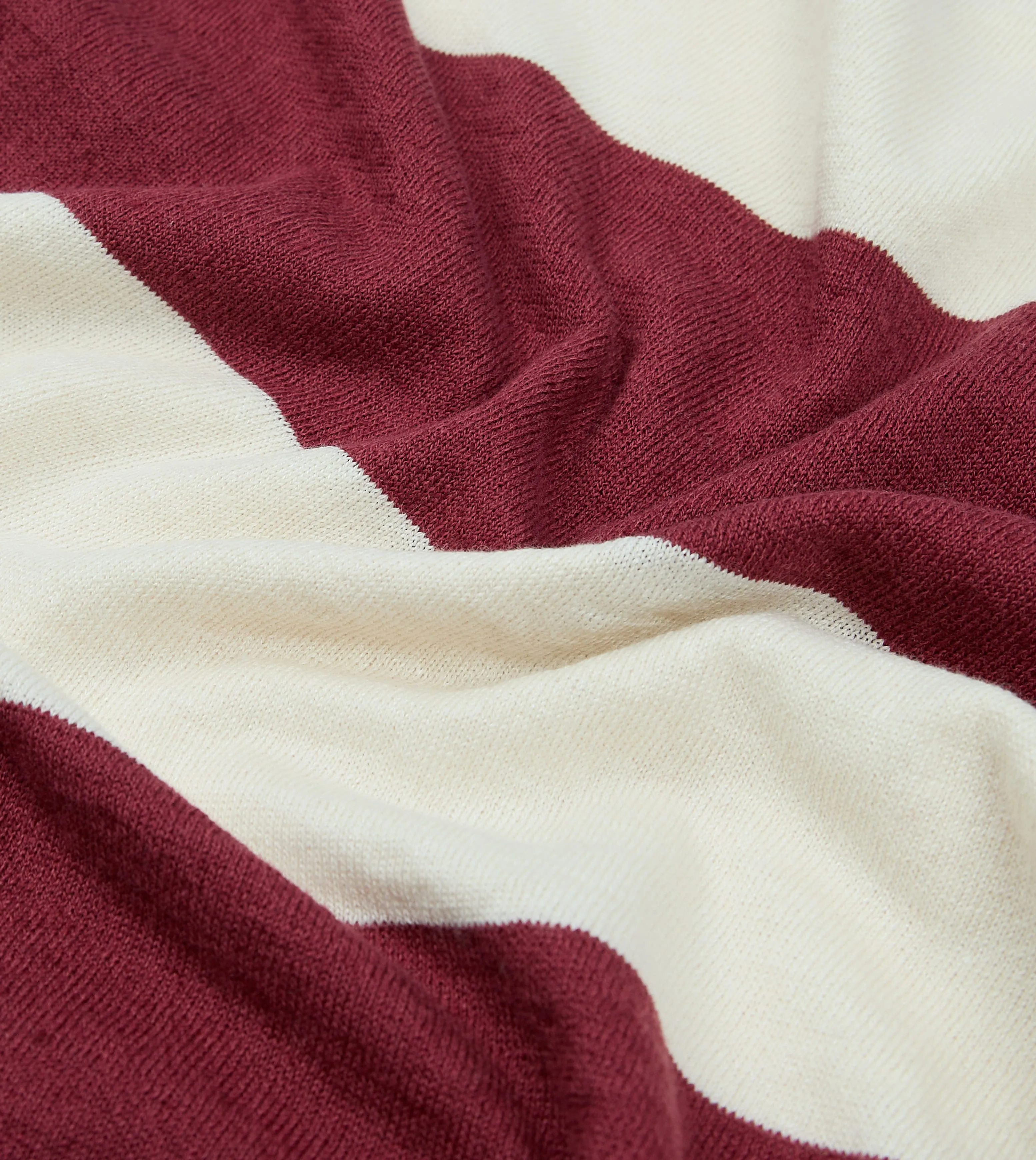 Ecru and Burgundy Stripe Crew Neck Knitted T-Shirt sold by Drake's London product image thumbnail 3