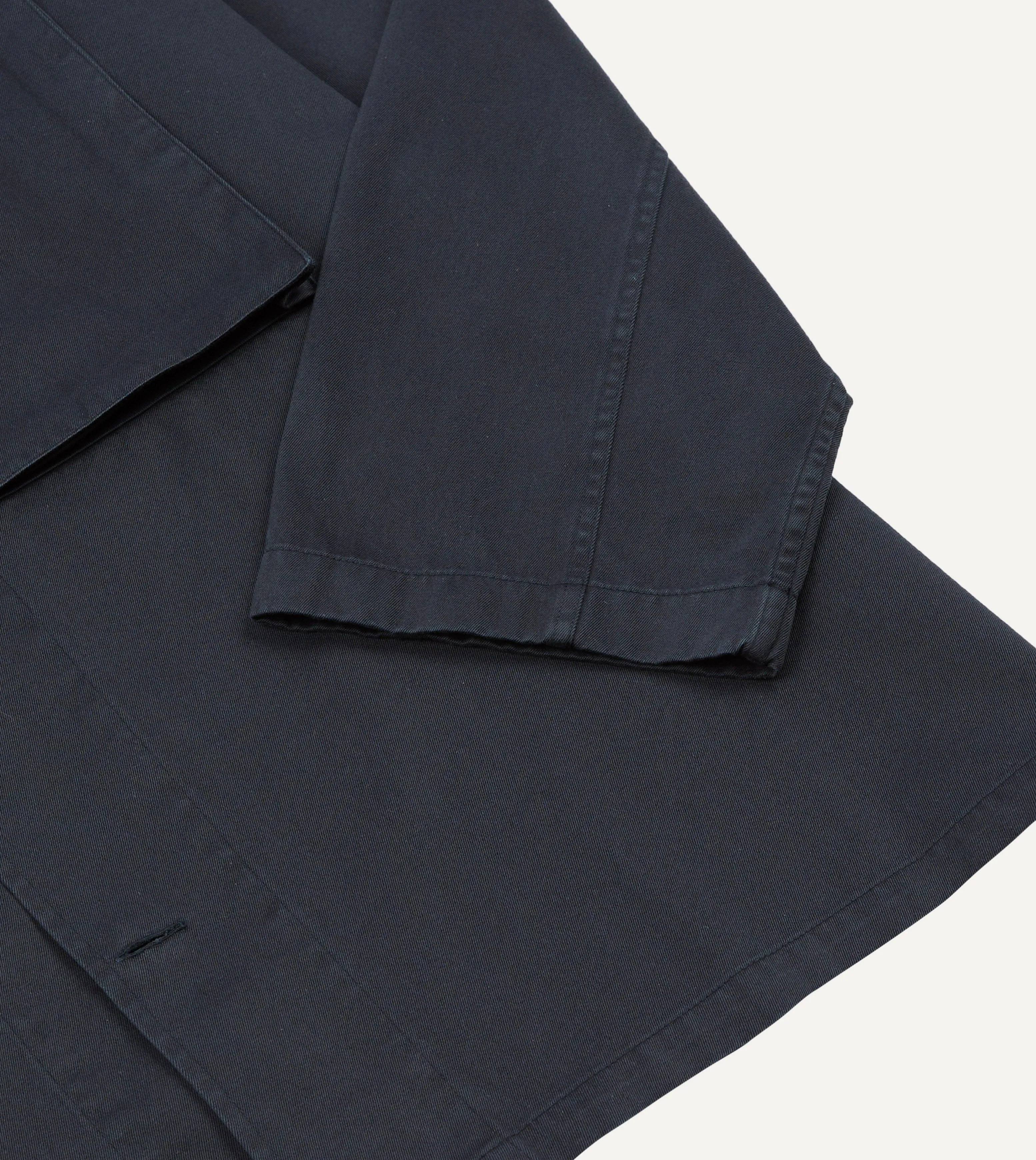 Navy Stone Wash Cotton Military Overshirt sold by Drake's London product image thumbnail 5