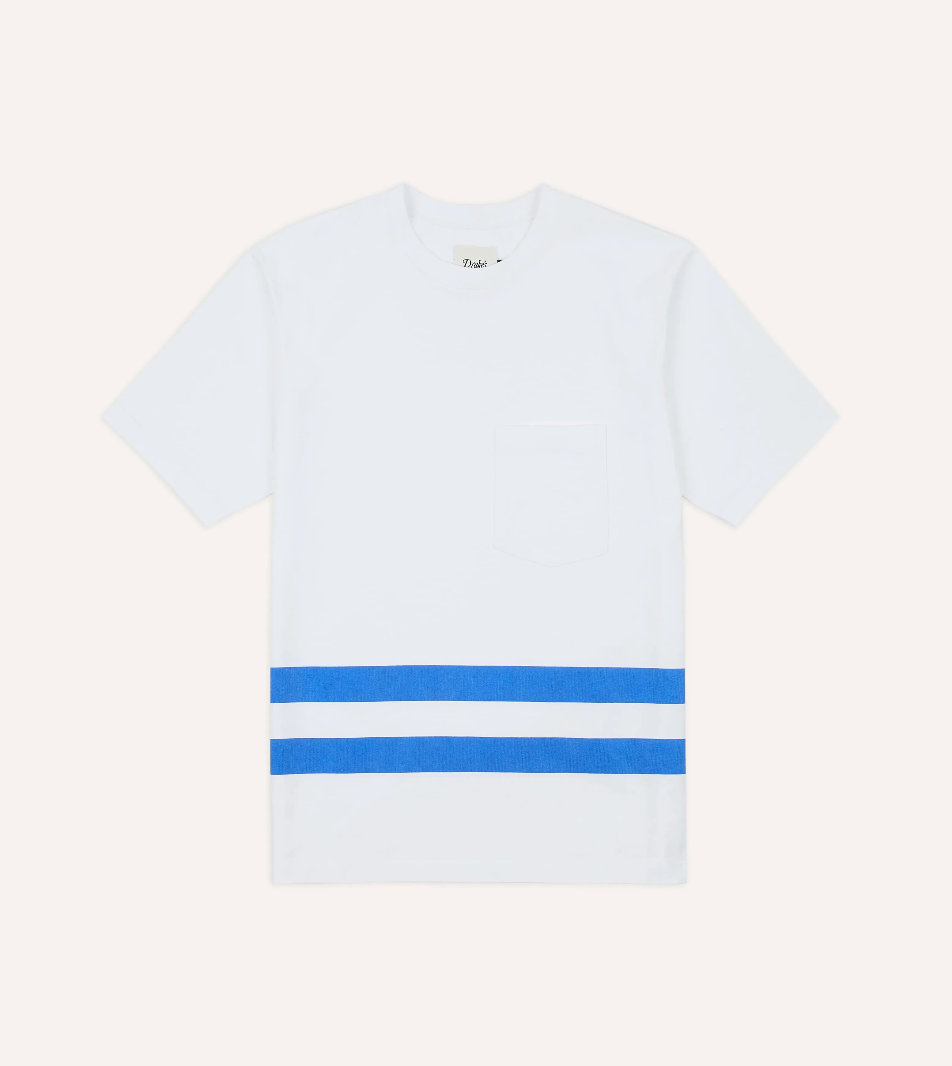 White Printed Stripe Hiking T-Shirt sold by Drake's London