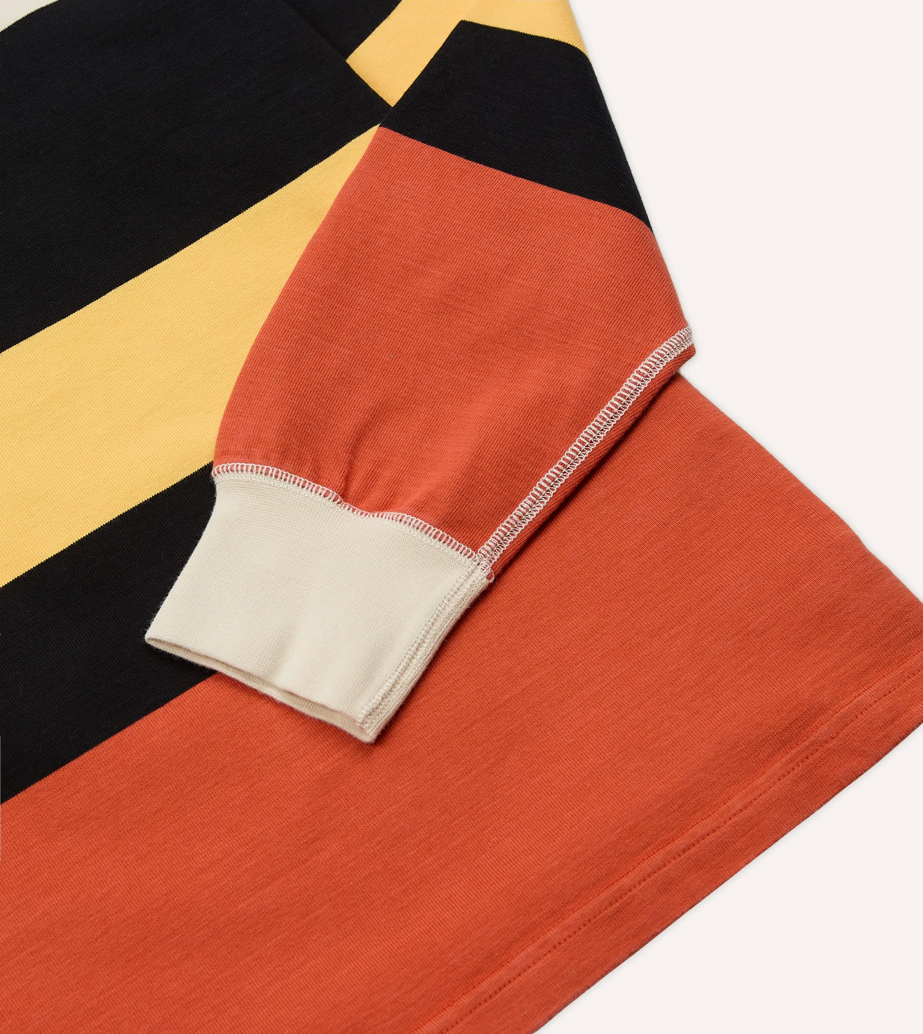 Ecru, Black and Orange Multi Stripe Cotton Rugby Shirt sold by Drake's London product image thumbnail 4