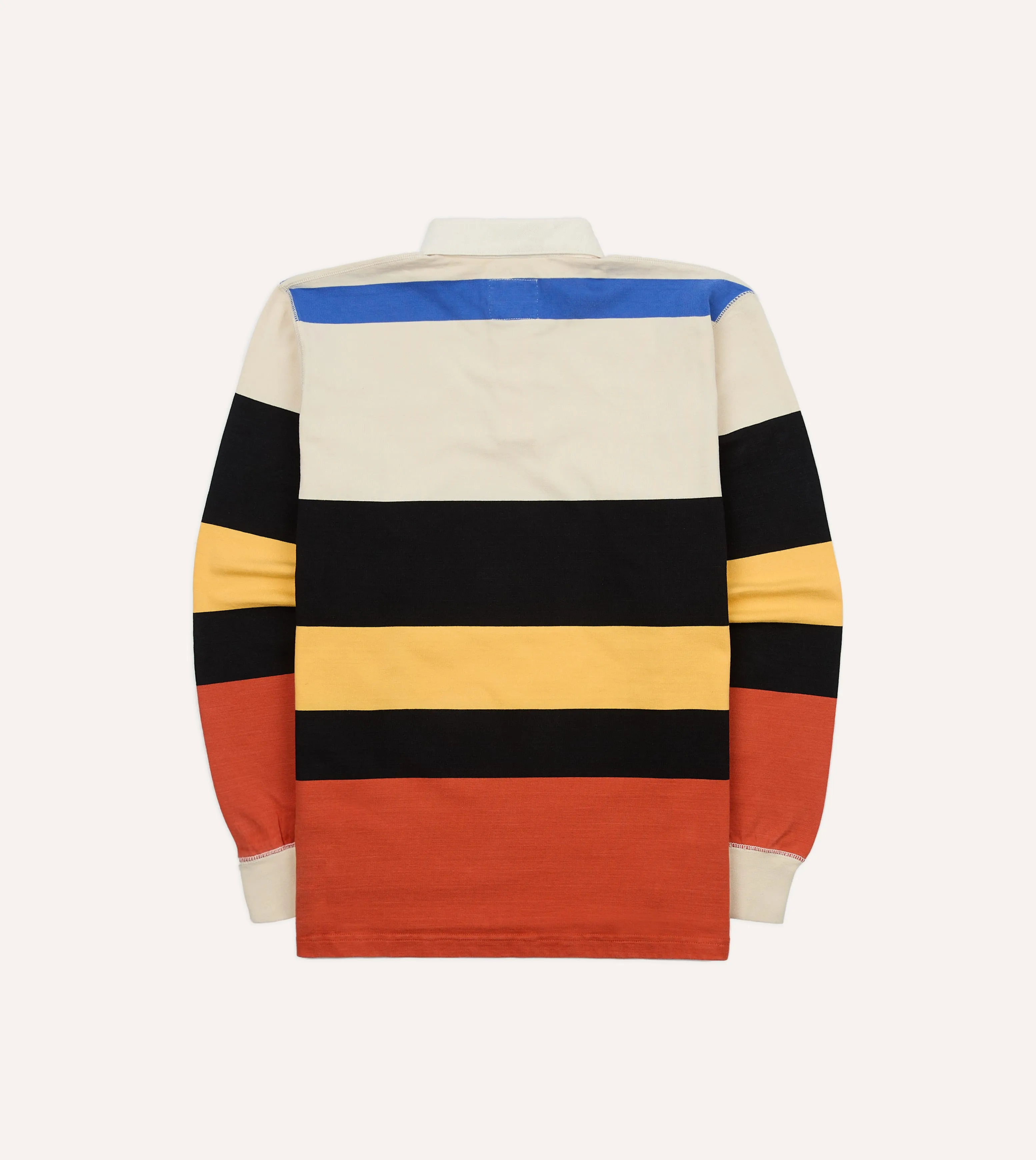 Ecru, Black and Orange Multi Stripe Cotton Rugby Shirt sold by Drake's London product image thumbnail 5