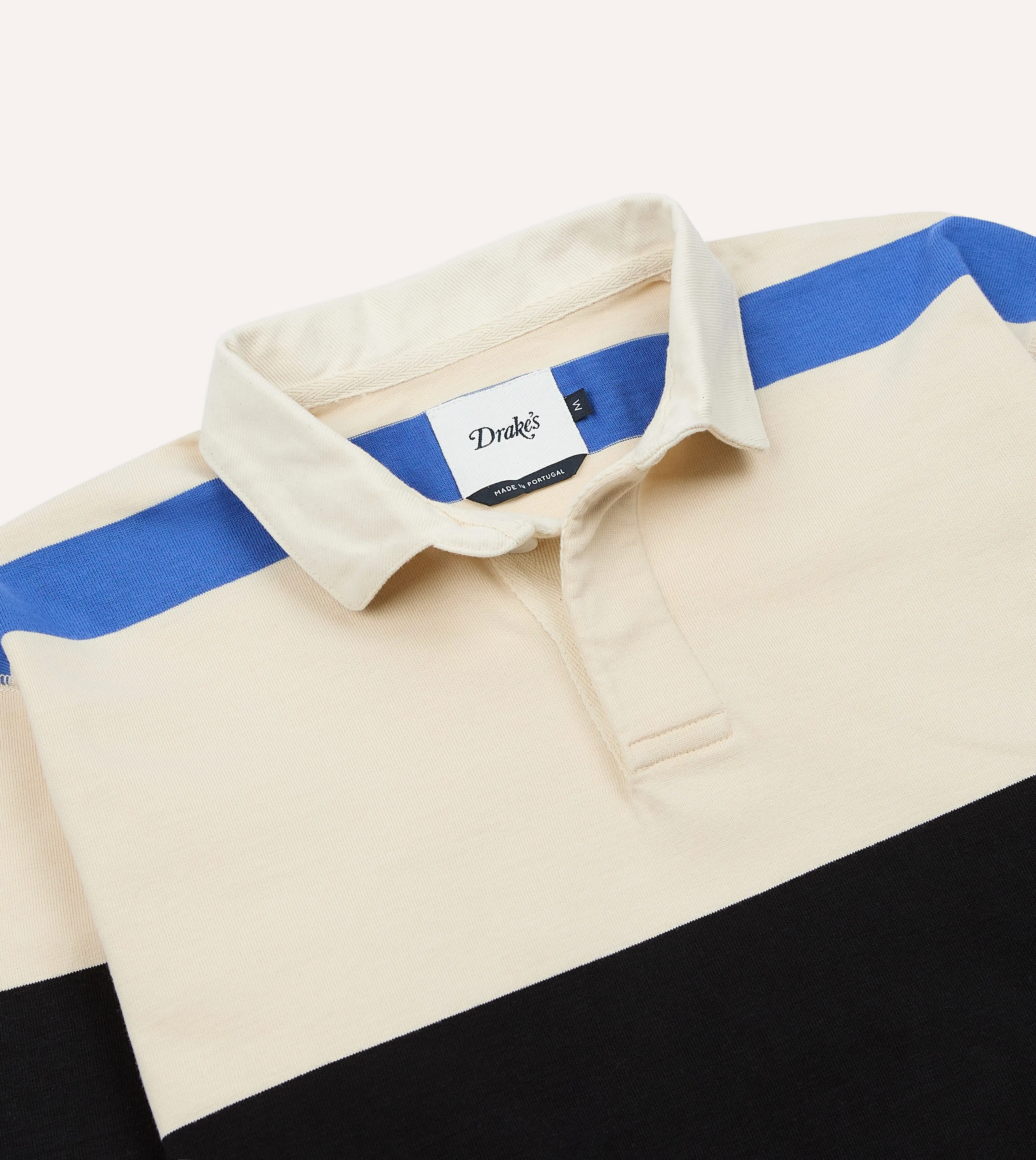Ecru, Black and Orange Multi Stripe Cotton Rugby Shirt sold by Drake's London product image thumbnail 3