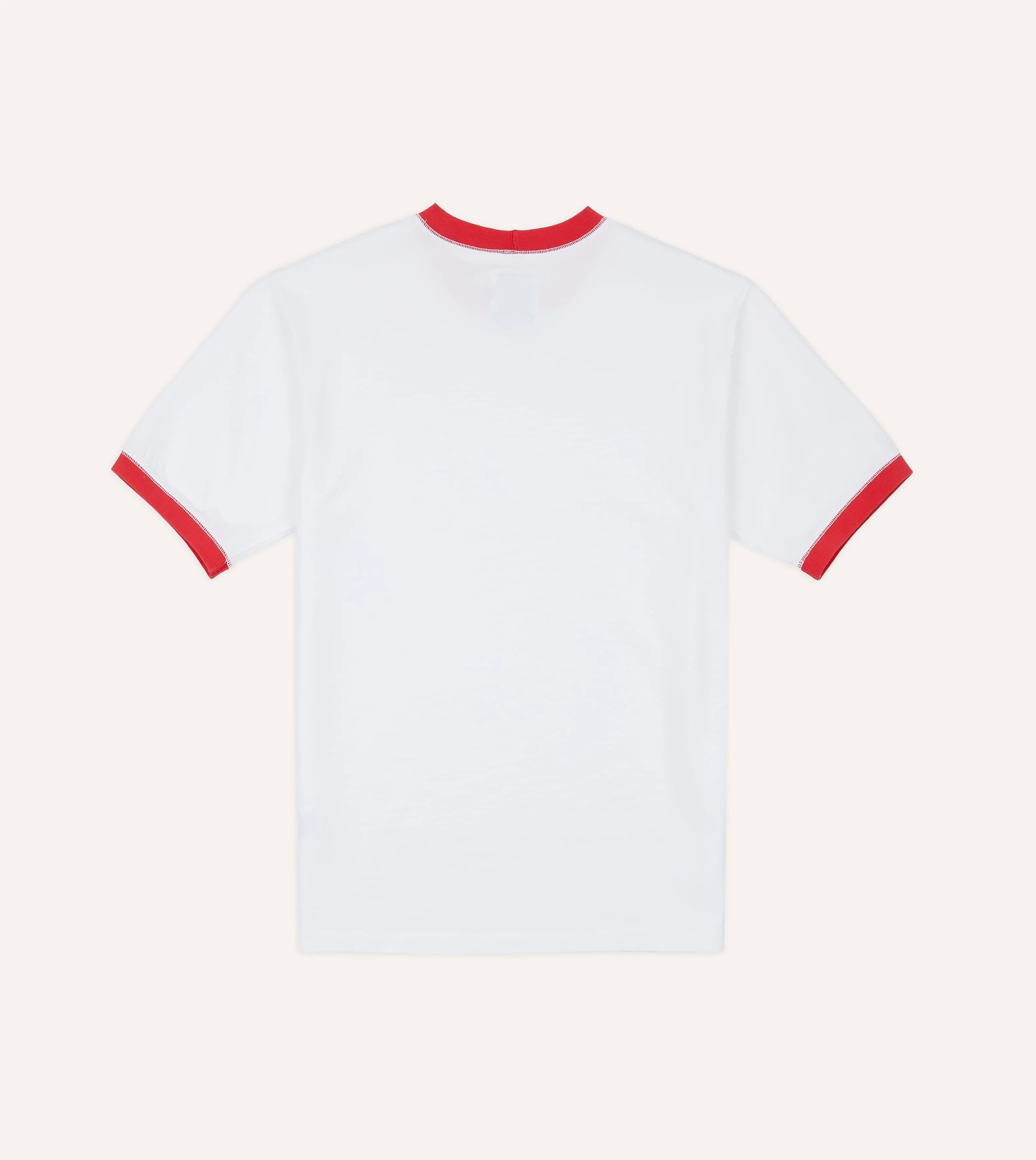 White and Red Tipped Ringer T-Shirt sold by Drake's London product image thumbnail 5