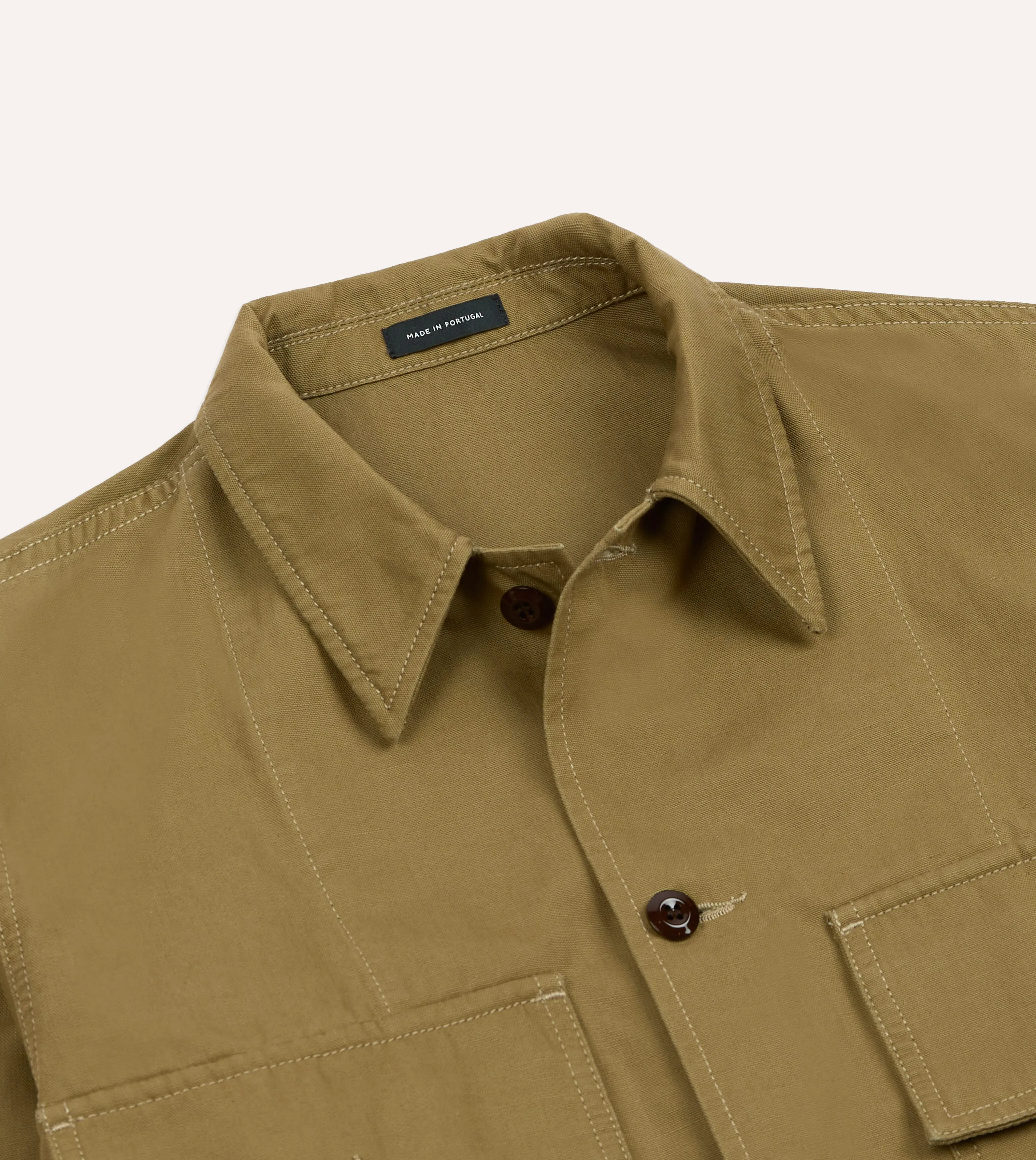 Olive Cotton-Linen Field Shirt sold by Drake's London product image thumbnail 3