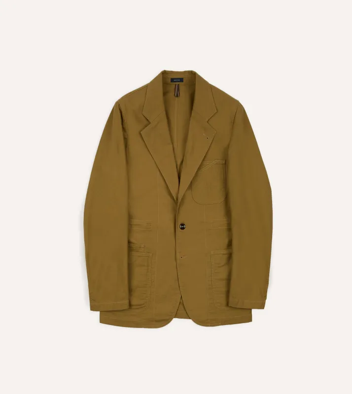 Olive Cotton Drawstring Games Blazer made by Drake's London