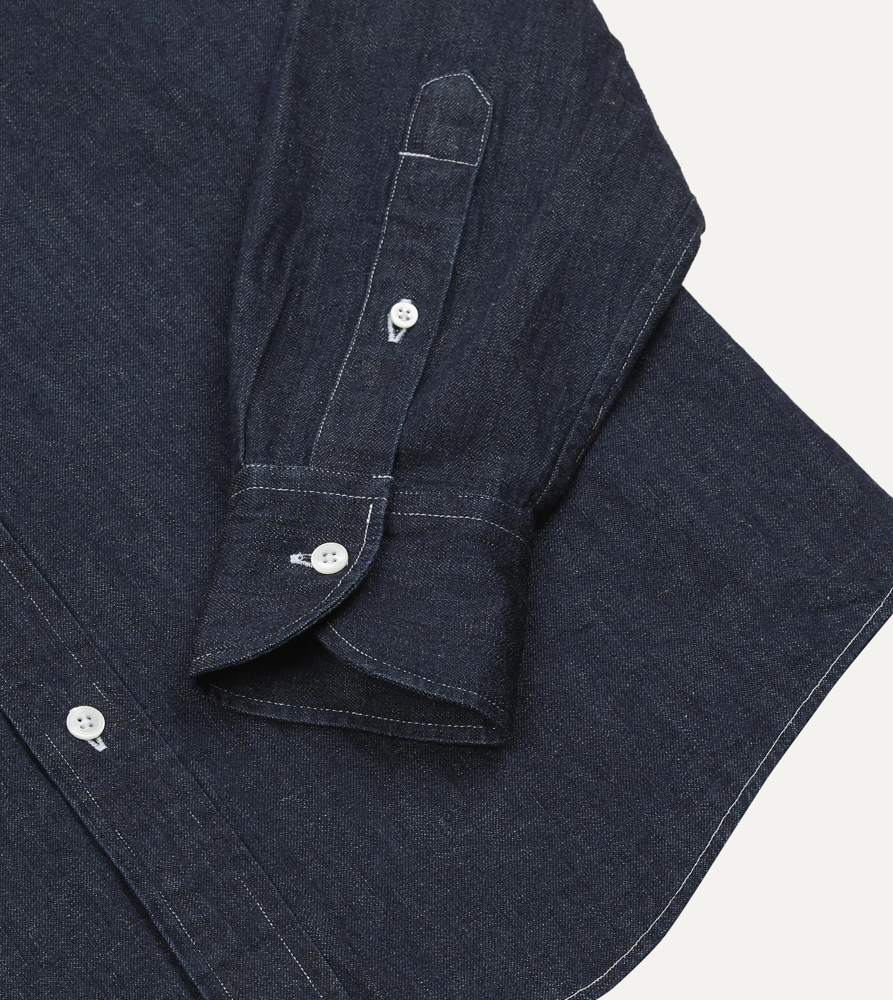 Indigo Rinse Denim Button-Down Shirt sold by Drake's London product image thumbnail 4