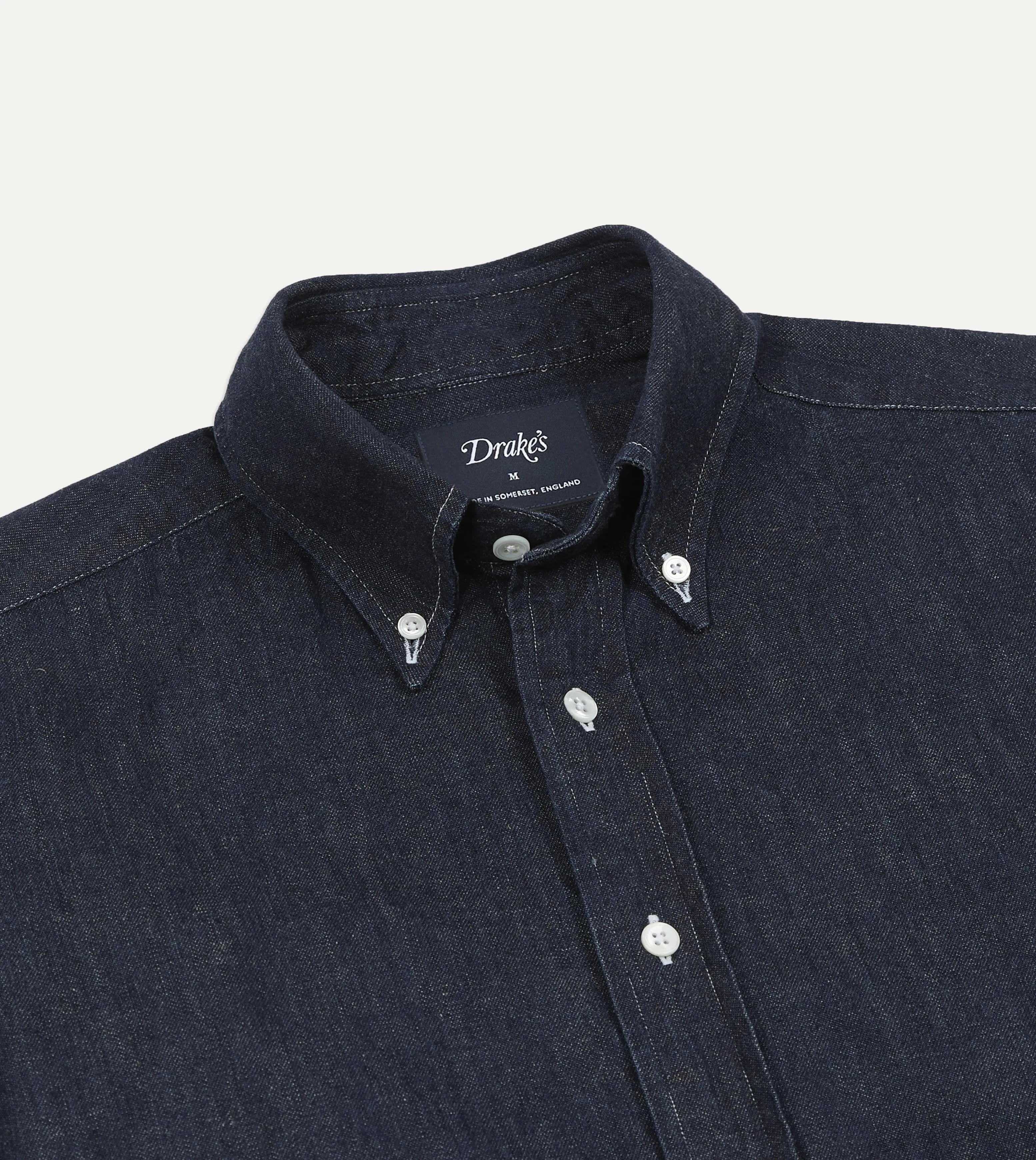 Indigo Rinse Denim Button-Down Shirt sold by Drake's London product image thumbnail 3