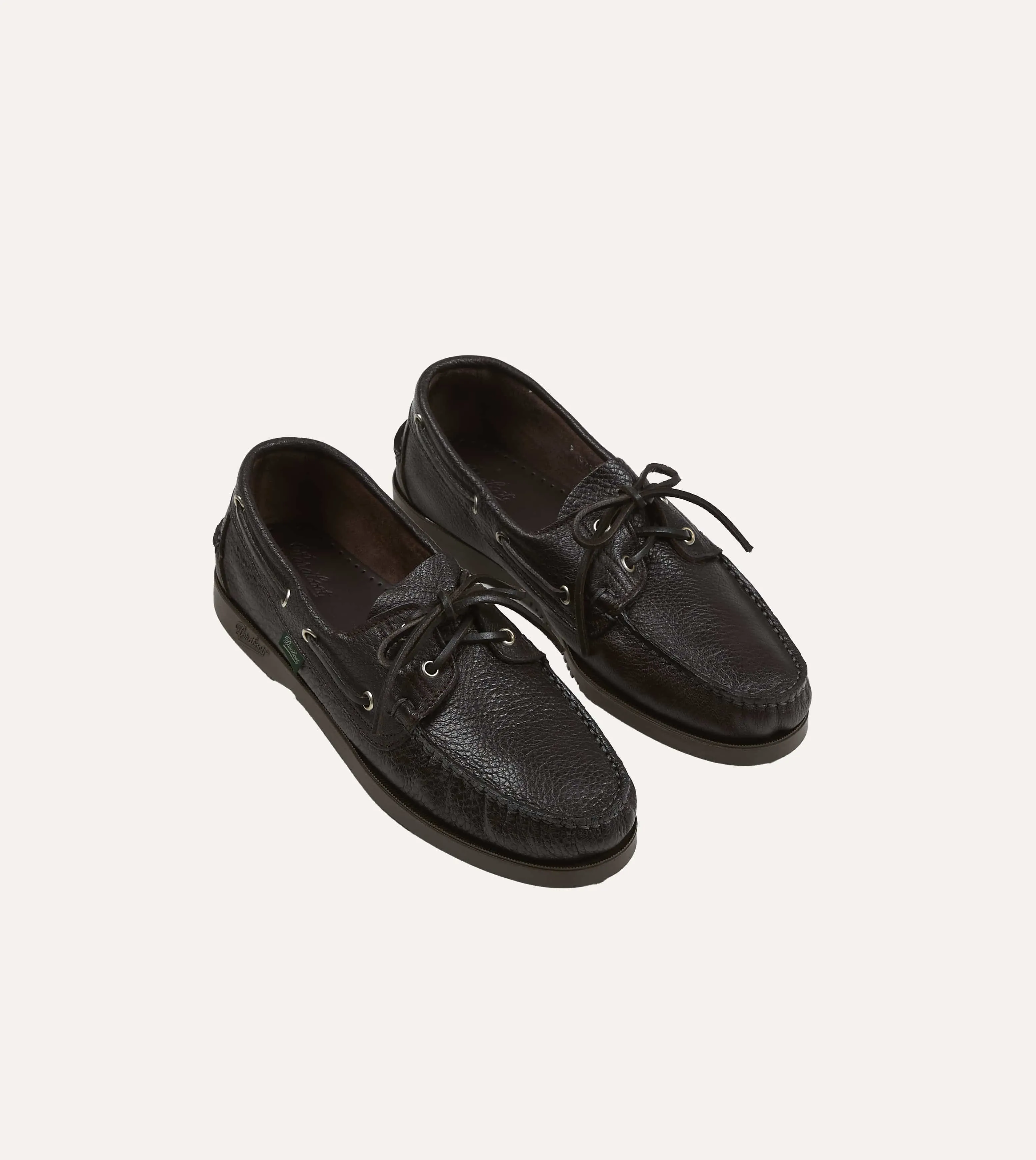 Paraboot Barth Brown Cerf Leather Boat Shoe sold by Drake's London