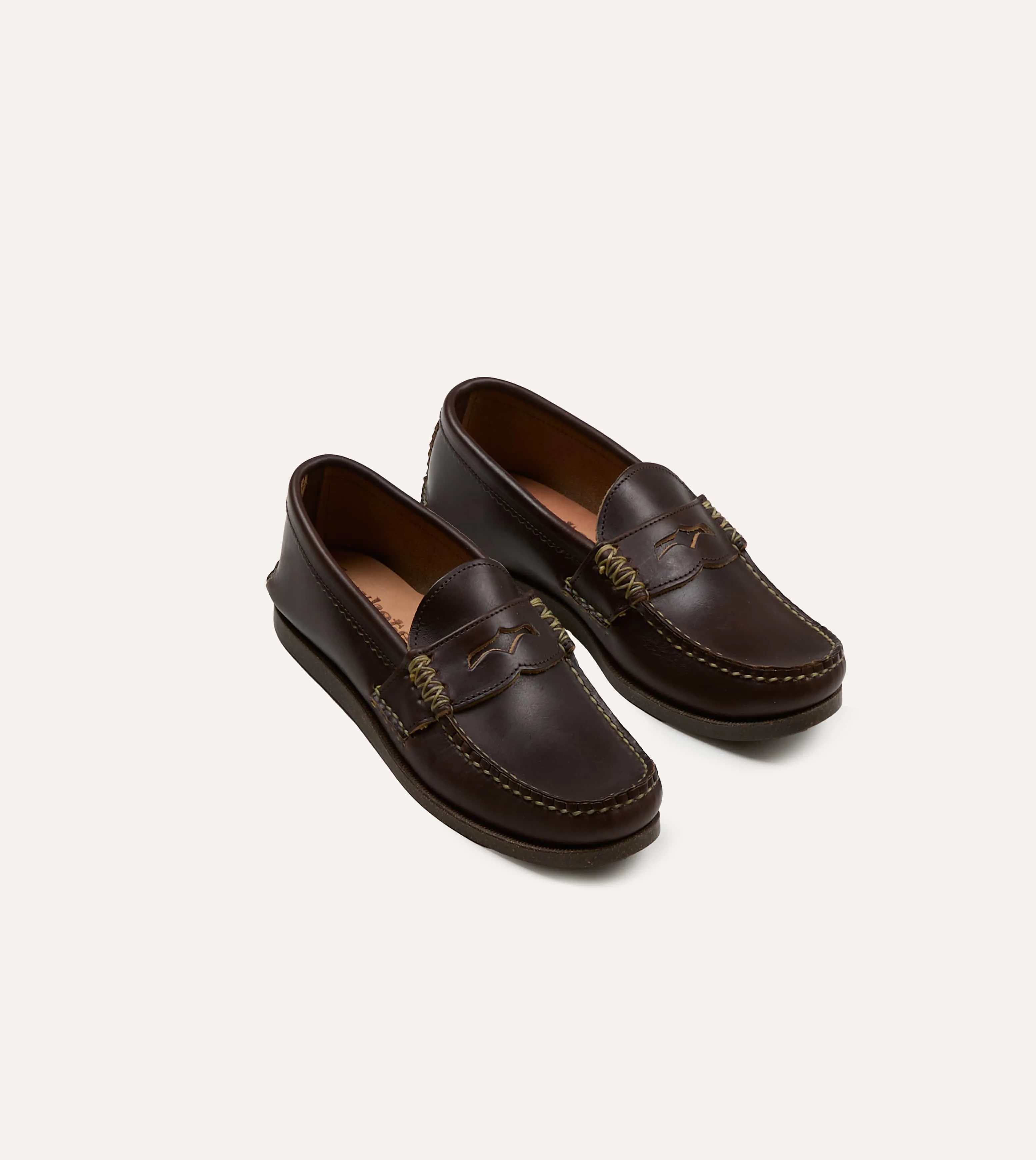 Yuketen Brown Loafer with Camp Sole sold by Drake's London