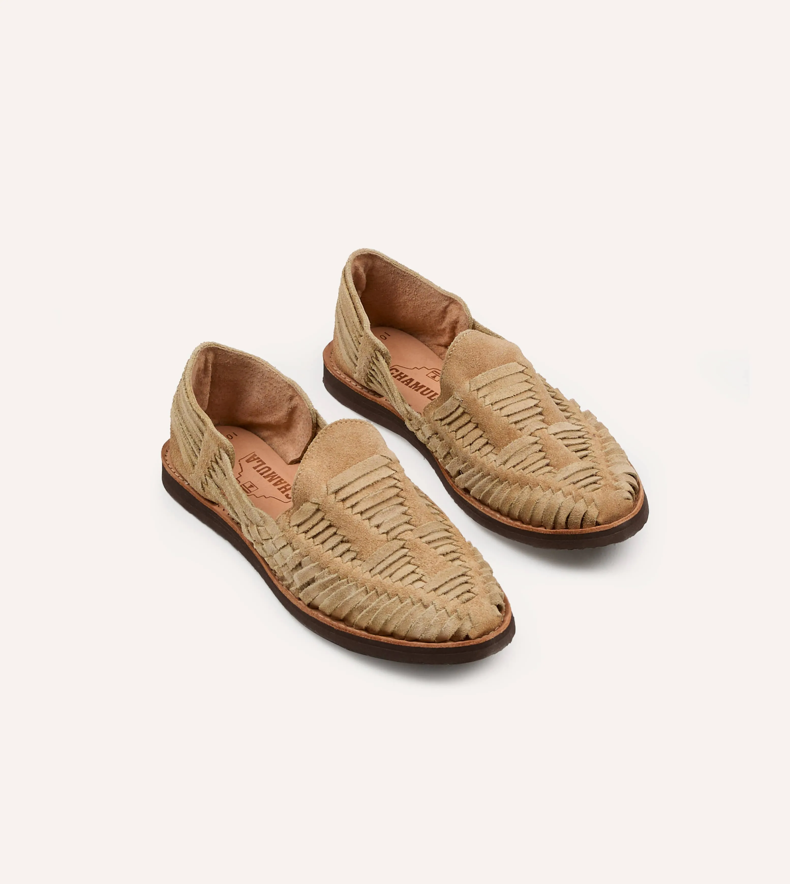Chamula Khaki Suede Cancun Woven Sandal sold by Drake's London