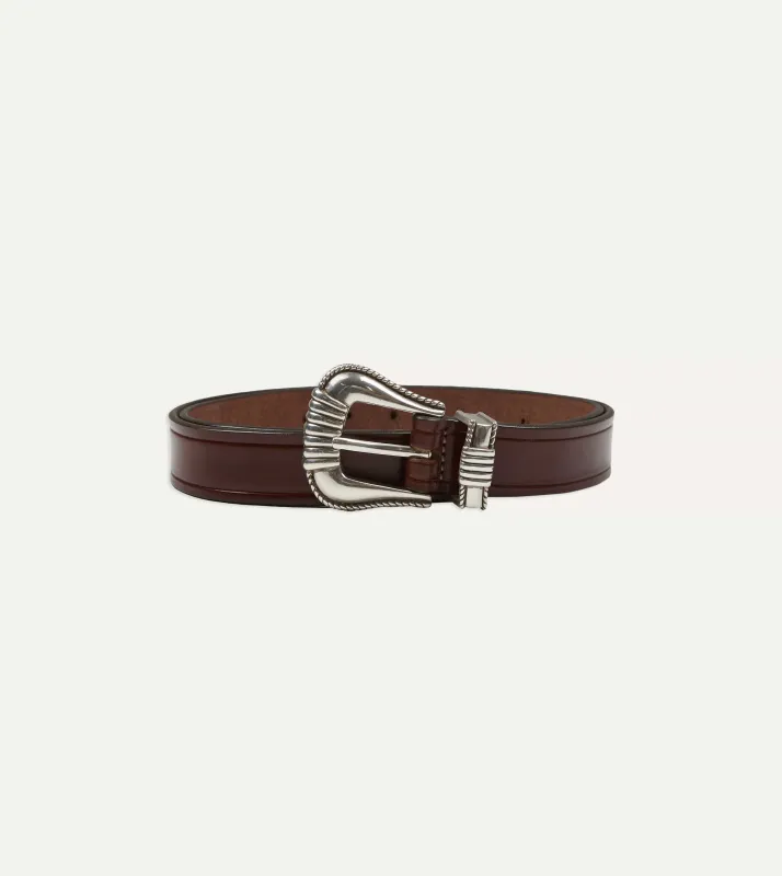 Monitaly Extended 1" Oakbark Leather Belt made by Drake's London