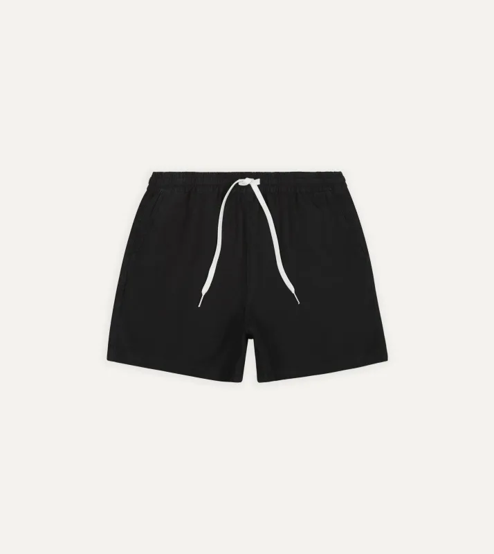 Black Linen Drawstring Shorts made by Drake's London