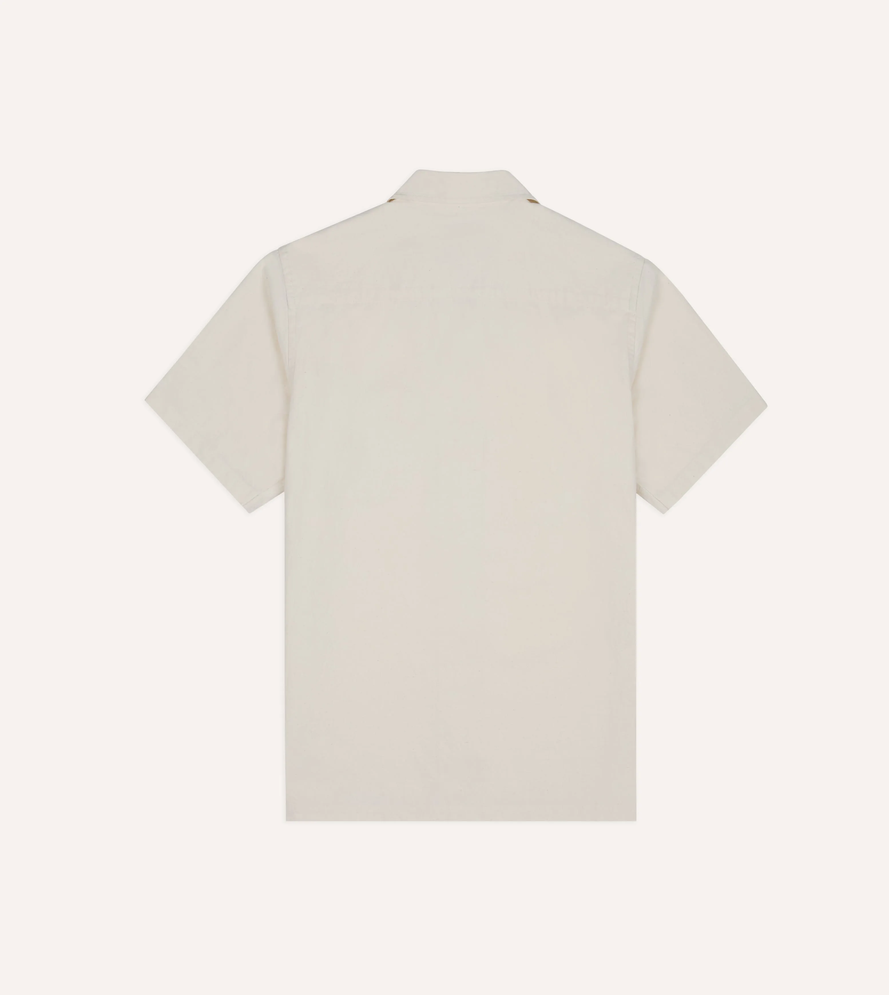 Ecru Cotton-Hemp Camp Collar Short Sleeve Shirt sold by Drake's London product image thumbnail 5