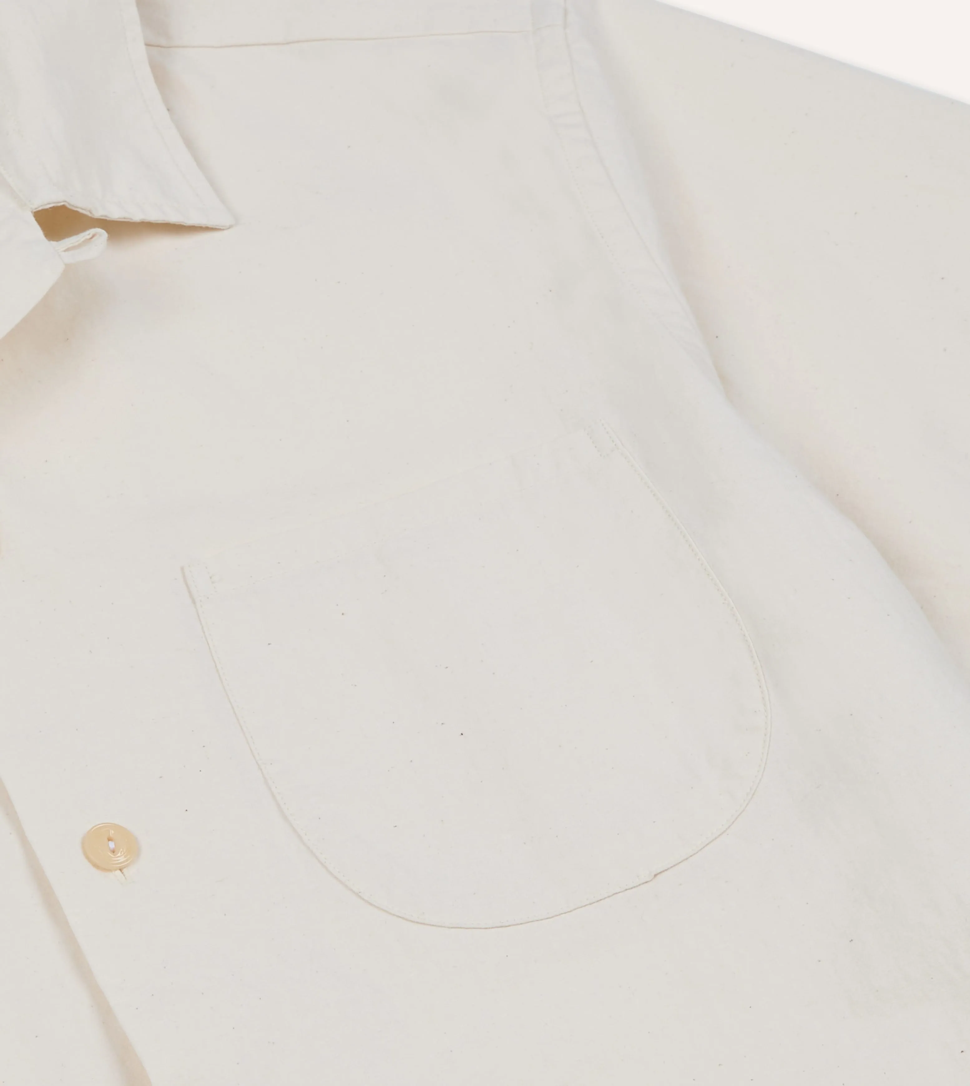 Ecru Cotton-Hemp Camp Collar Short Sleeve Shirt sold by Drake's London product image thumbnail 4