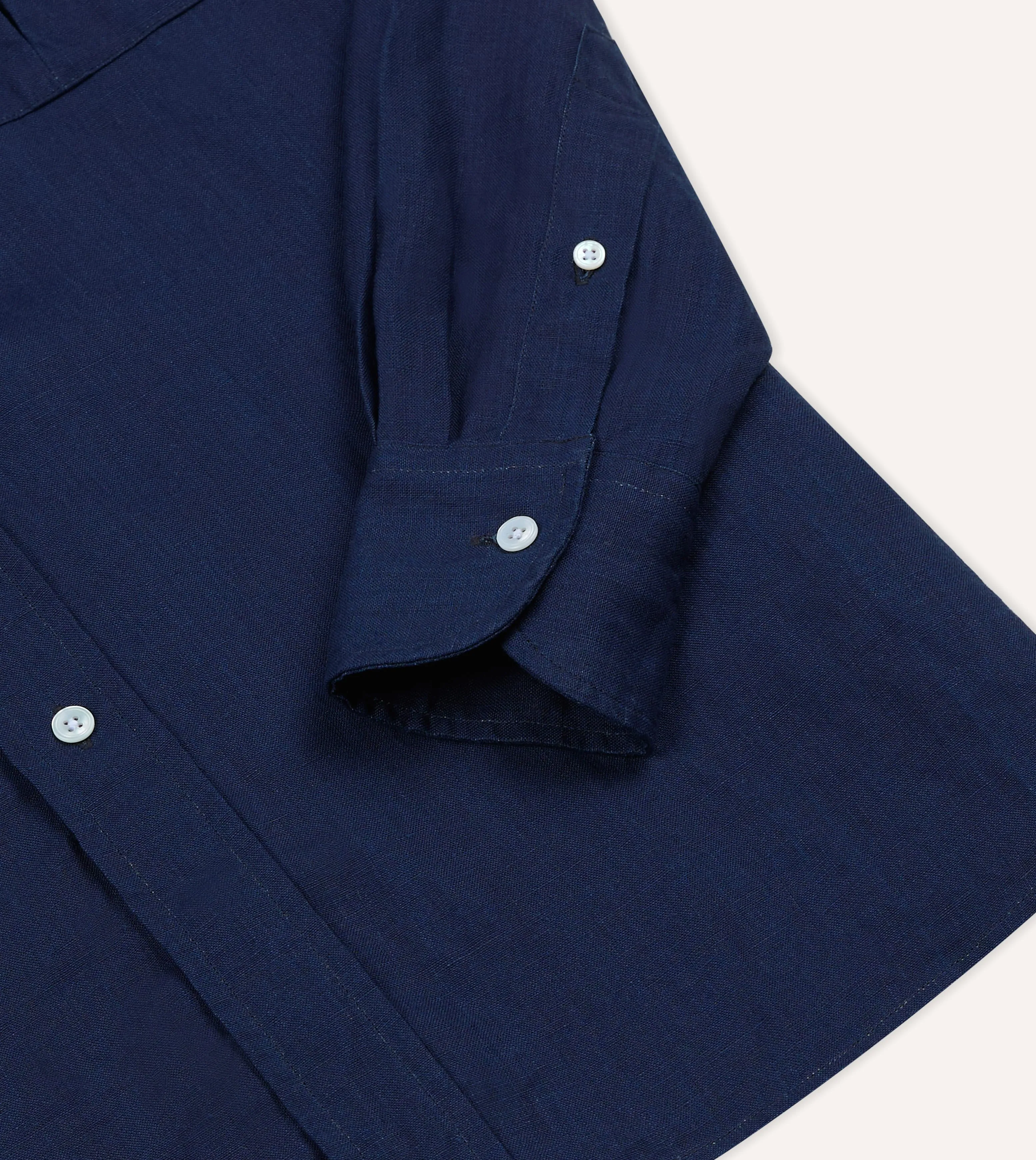 Indigo Linen Two-Pocket Long Point Collar Work Shirt sold by Drake's London product image thumbnail 5