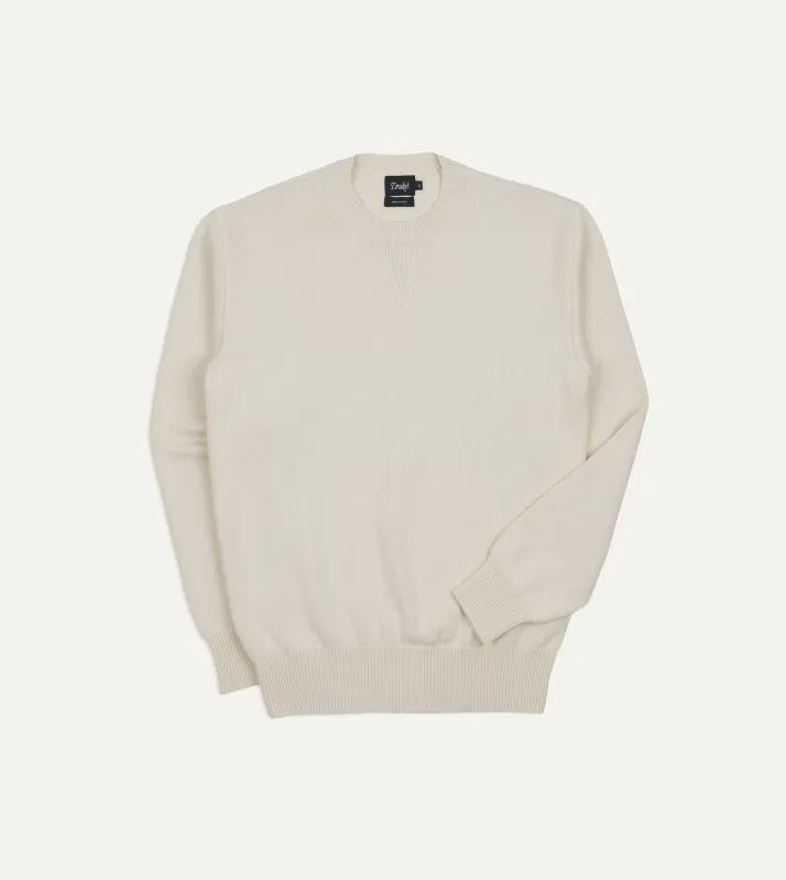 Ecru Wool-Cotton Knit Sweatshirt made by Drake's London