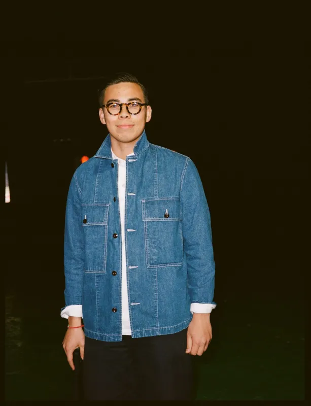 Stone Wash Selvedge Denim Field Shirt made by Drake's London